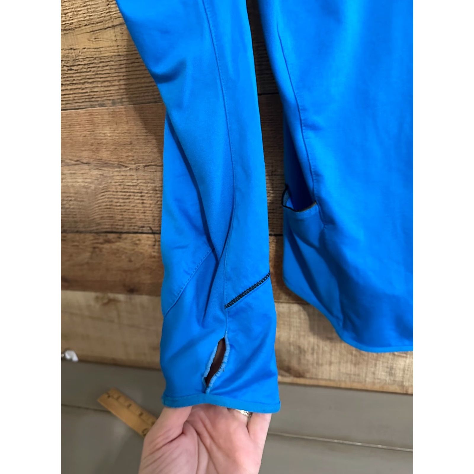 Nike **Nike Dri Fit Jacket Womens Large Blue Full Zip Thumb Holes Running Yoga** User: **Blue Nike Dri Fit Womens Large Full Zip Jacket Running Yoga** Size L / US 10 / IT 46 - 5 Thumbnail