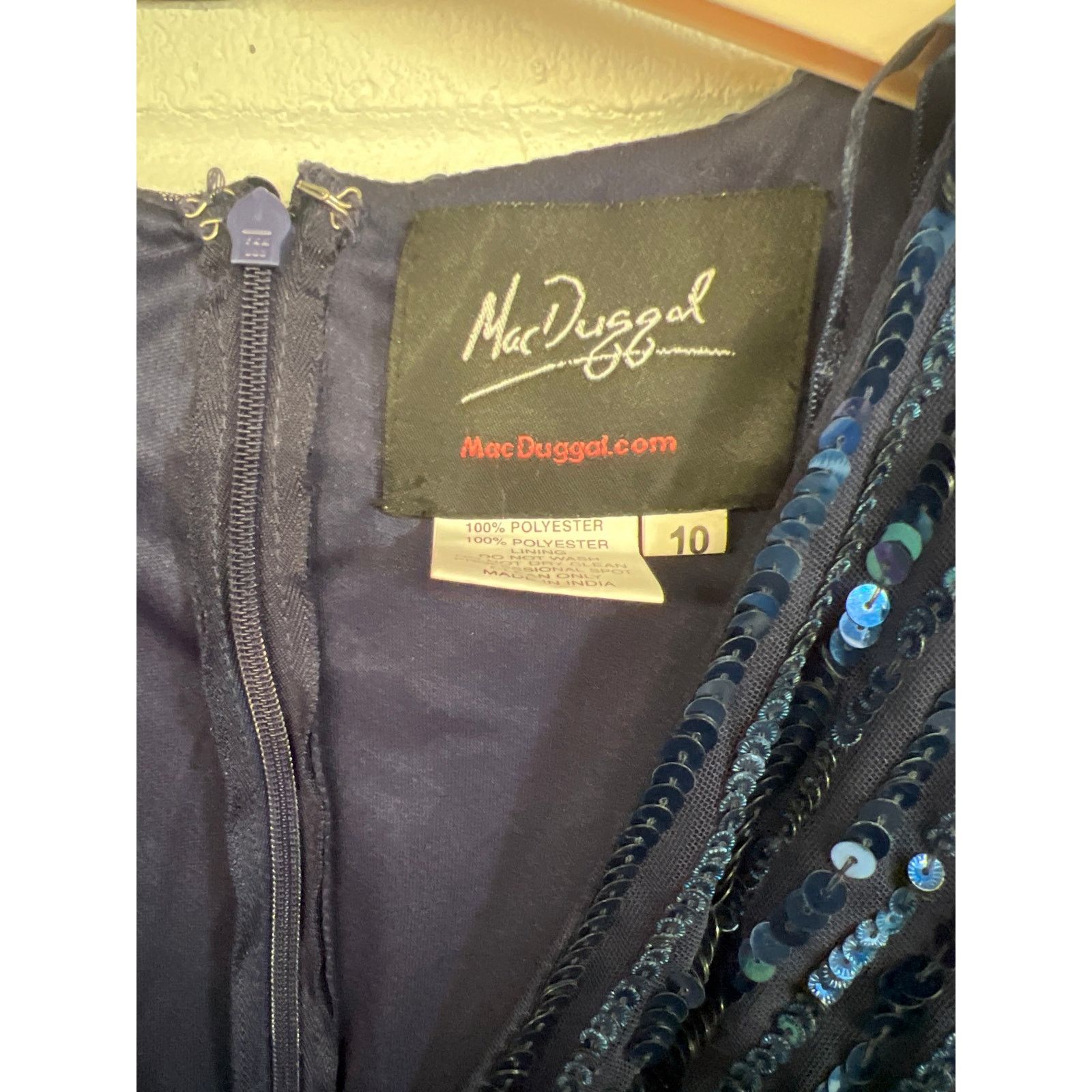Other New Mac Duggal Sz 10 Midnight Blue Sequined Evening Gown Size L / US 10 / IT 46 - 5 Thumbnail