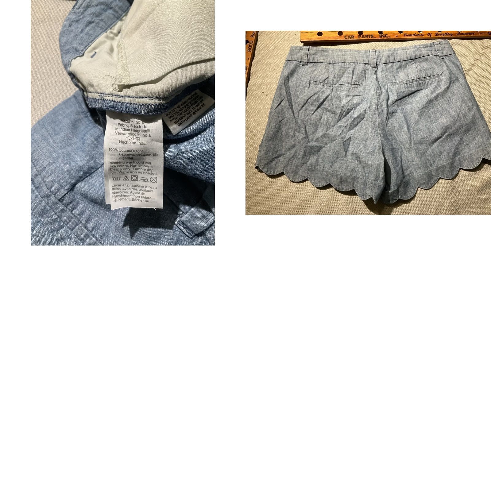 J.Crew VINTAGE J Crew Shorts Womens 10 Blue Sailor Chambray Scalloped Chino Preppy Size 32" / US 10 / IT 46 - 9 Thumbnail