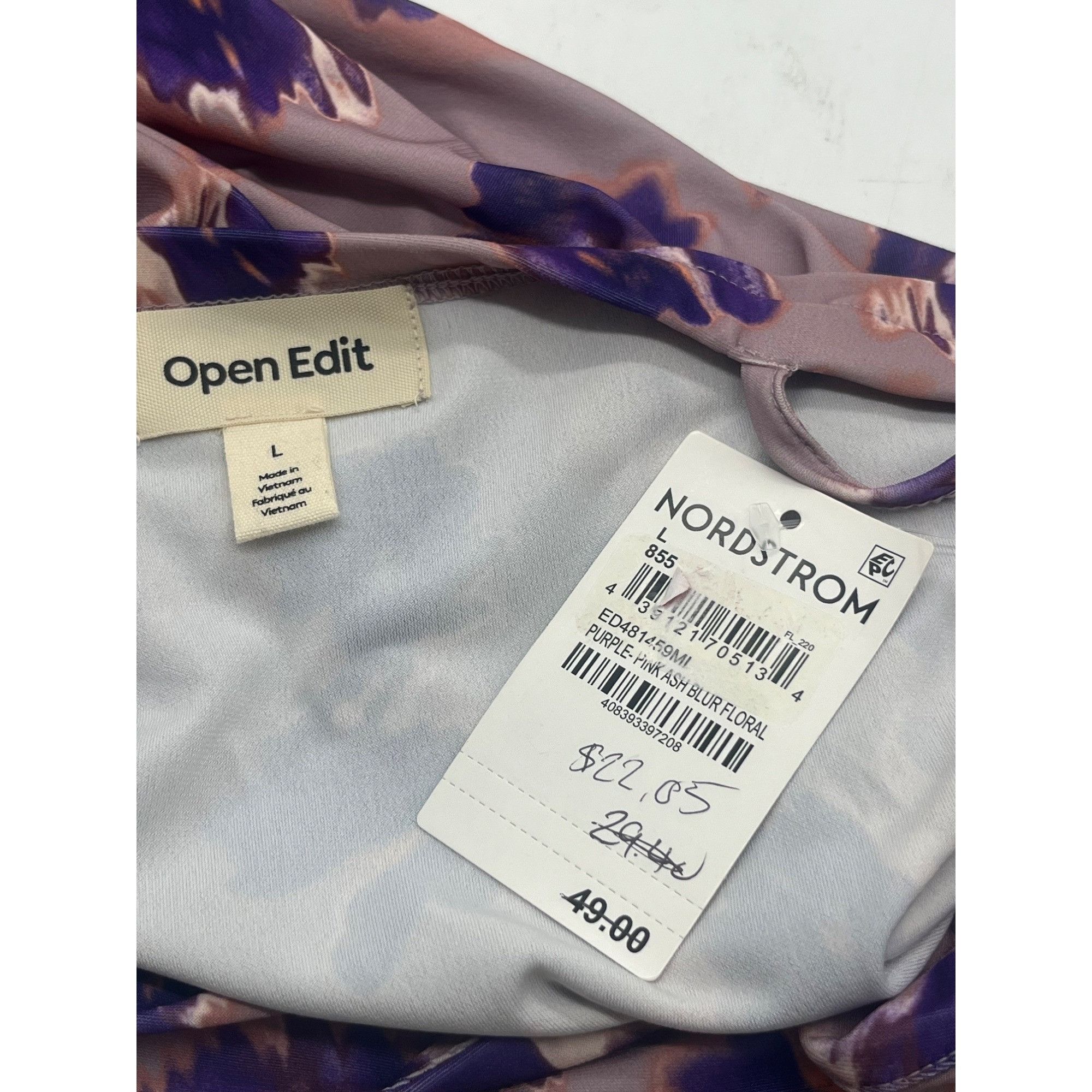 Other Open Edit Tie Shoulder Minidress In Purple- Pink Ash Blur Fl Size L / US 10 / IT 46 - 8 Thumbnail