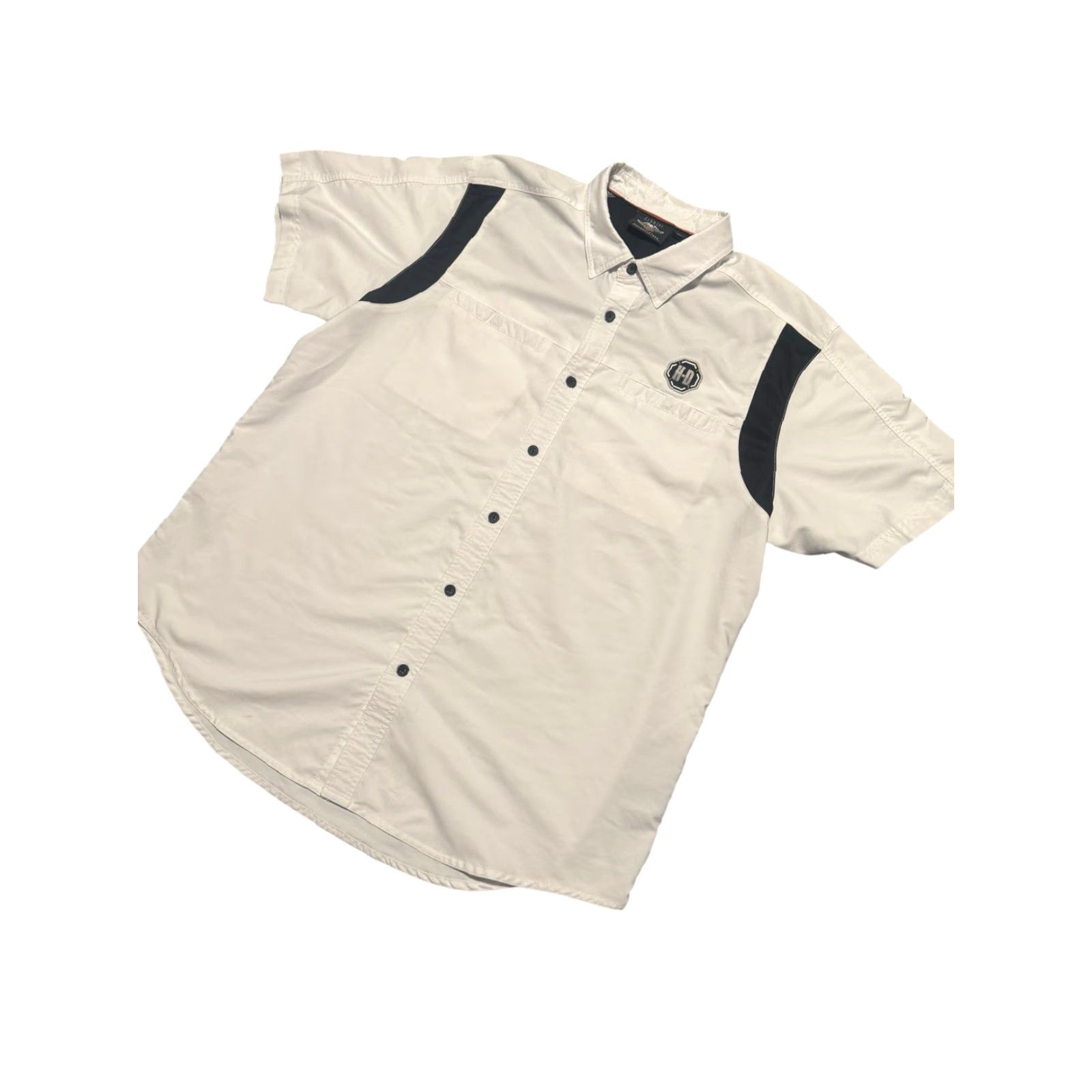 Harley Davidson VINTAGE Harley-Davidson Button Shirt 2XL Mens Casual Workwear Biker Motorcycle Grunge Y2K Ivory Solid Short Sleeve Embroidered Pockets Size US XXL / EU 58 / 5 - 4 Thumbnail