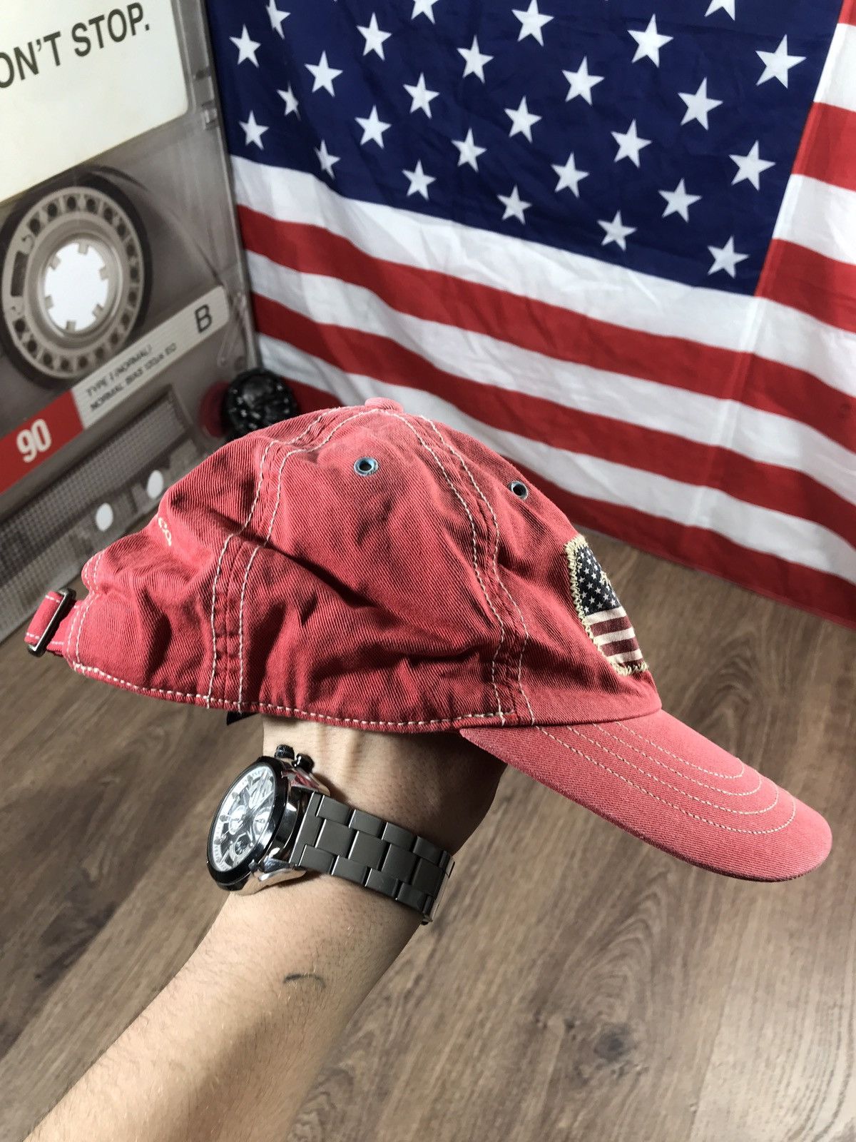 Vintage Vintage Polo Ralph Lauren Cap Big Logo American Flag Size ONE SIZE - 3 Thumbnail