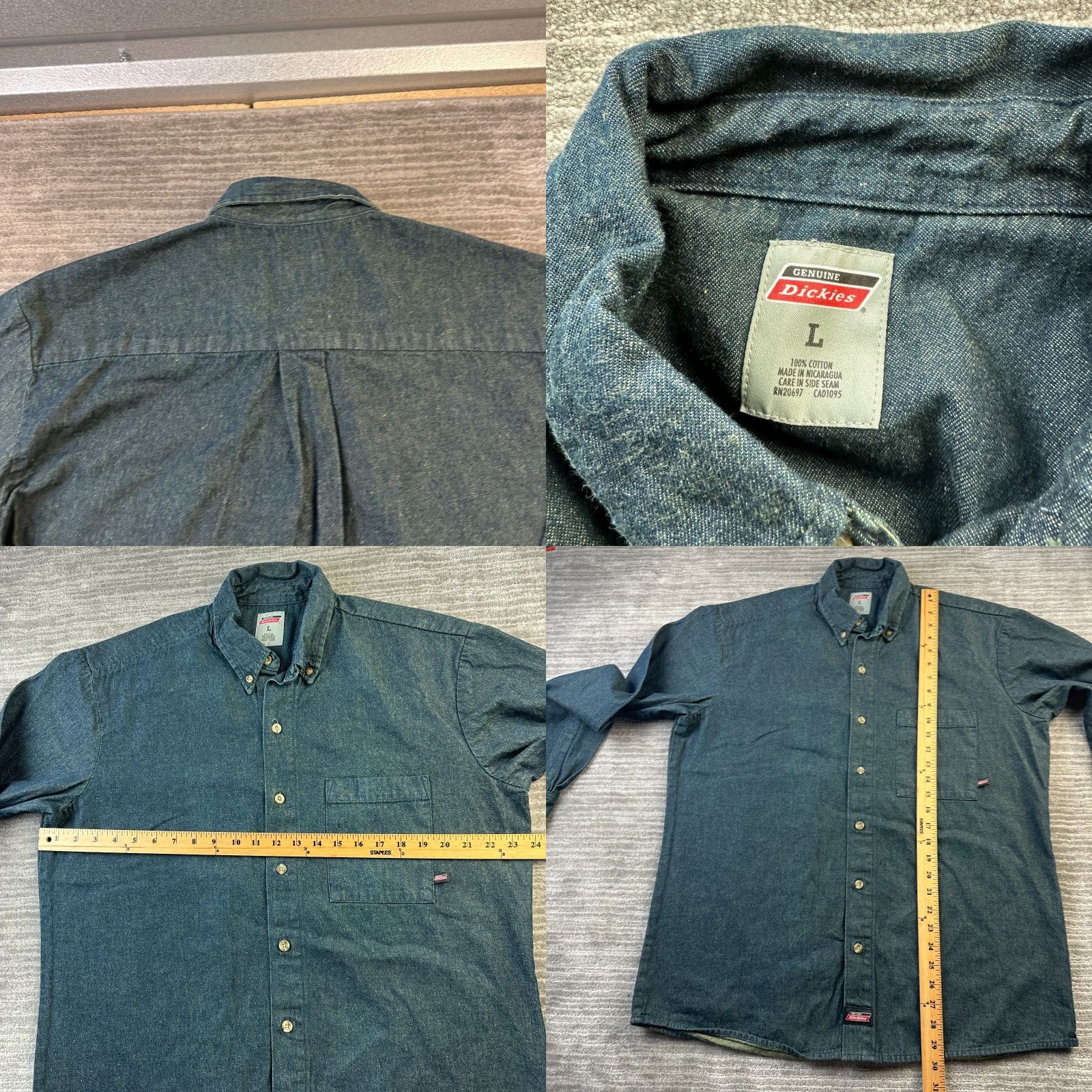 Dickies Dickies Shirt Mens Large Blue Denim Button Up Work Wear Size US L / EU 52-54 / 3 - 8 Thumbnail