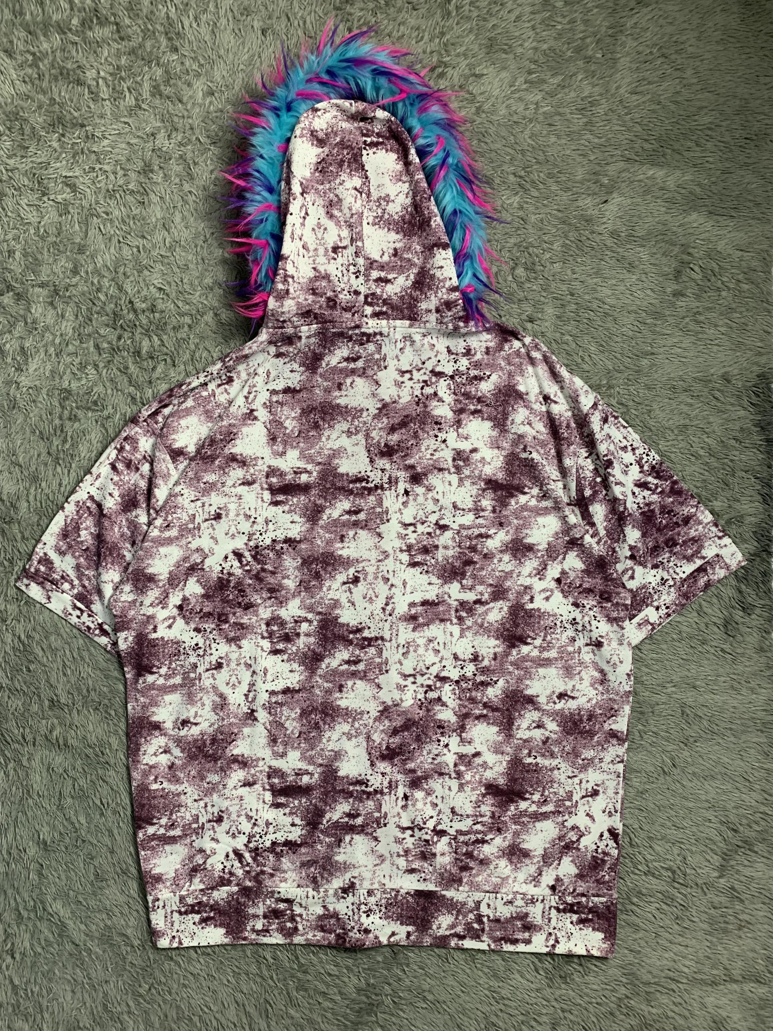 Japanese Brand Boxy Oversized Short Sleeve Fur Hoodie Time Step Size US XXL / EU 58 / 5 - 7 Thumbnail