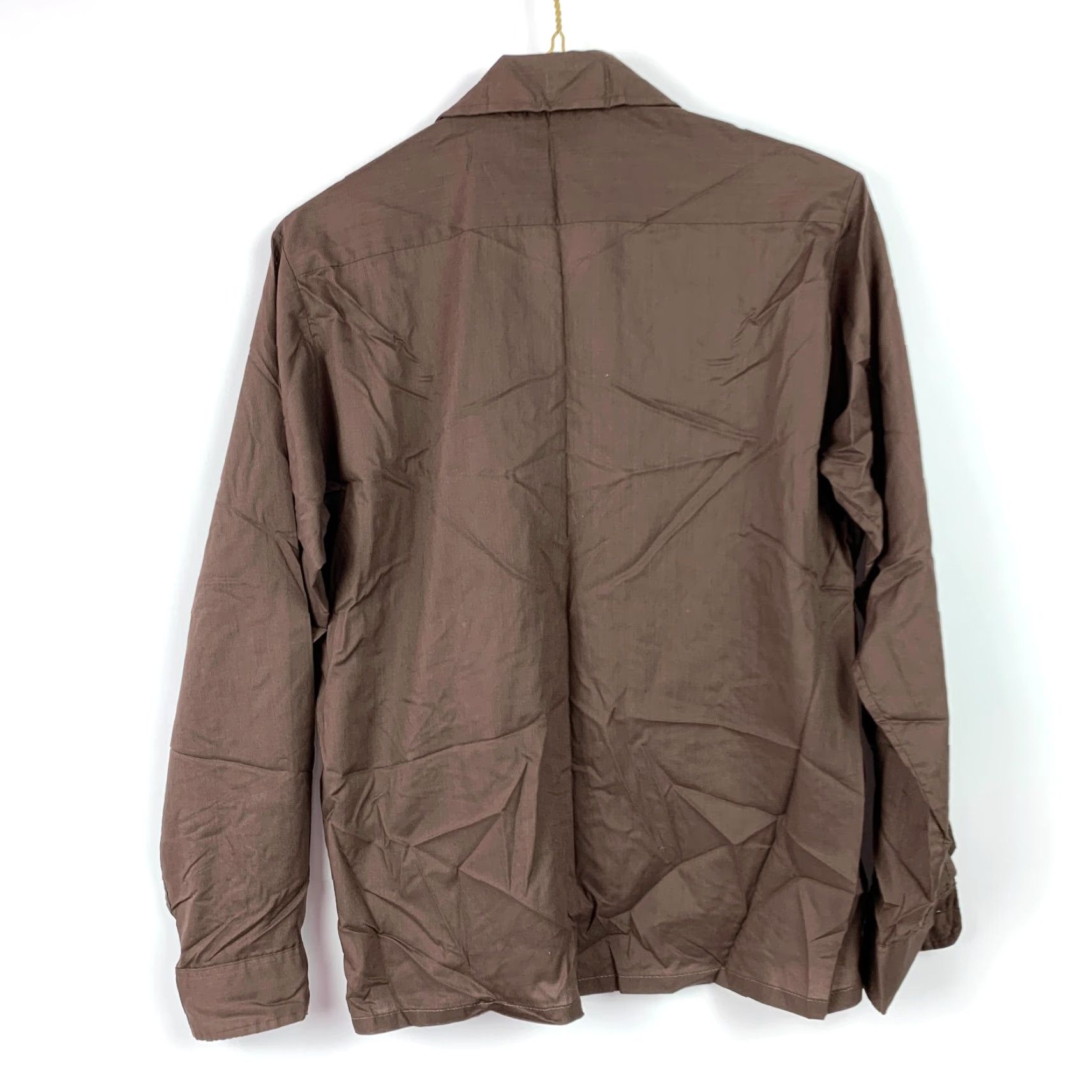 Vintage VINTAGE Designers Choice Dress Shirt Mens 70s Solid Brown Long Sleeve 15 15.5 Size M Size 40R - 6 Thumbnail