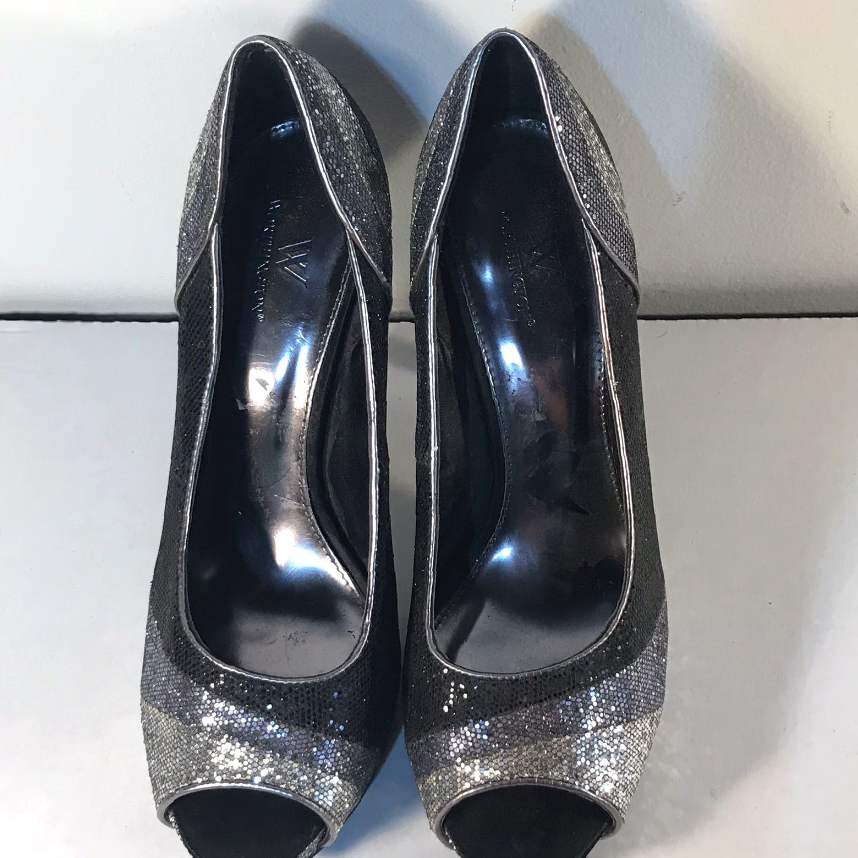 Worthington VINTAGE Worthington Women's Pump Shoes Size 9M Peep Toe Glitter Sequin Stiletto Heel Party Cocktail Dress Sandal Size US 9 / IT 39 - 2 Thumbnail