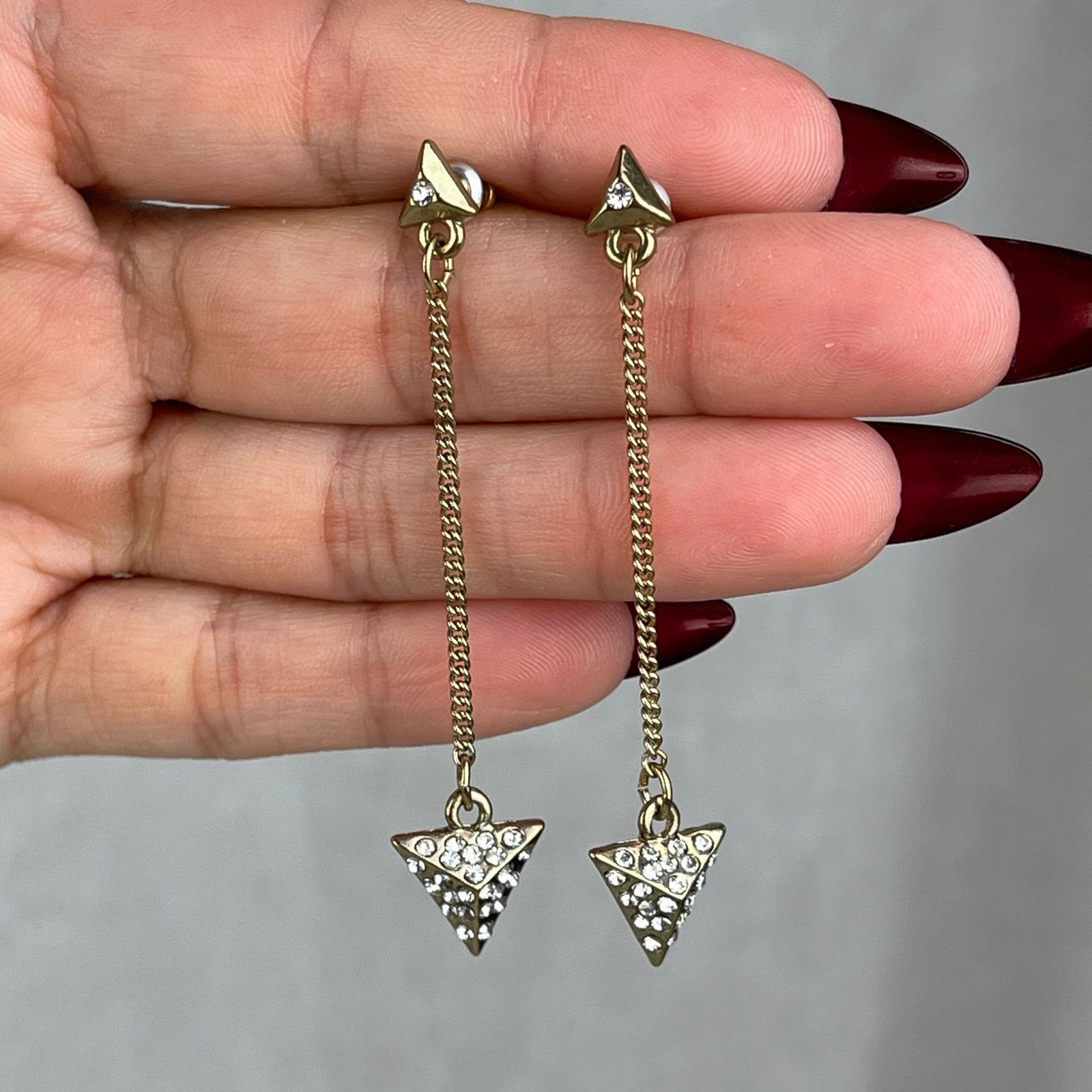 Other Dainty Gold Tone Rhinestone Arrow Dangle Earrings Festival Size ONE SIZE - 3 Thumbnail