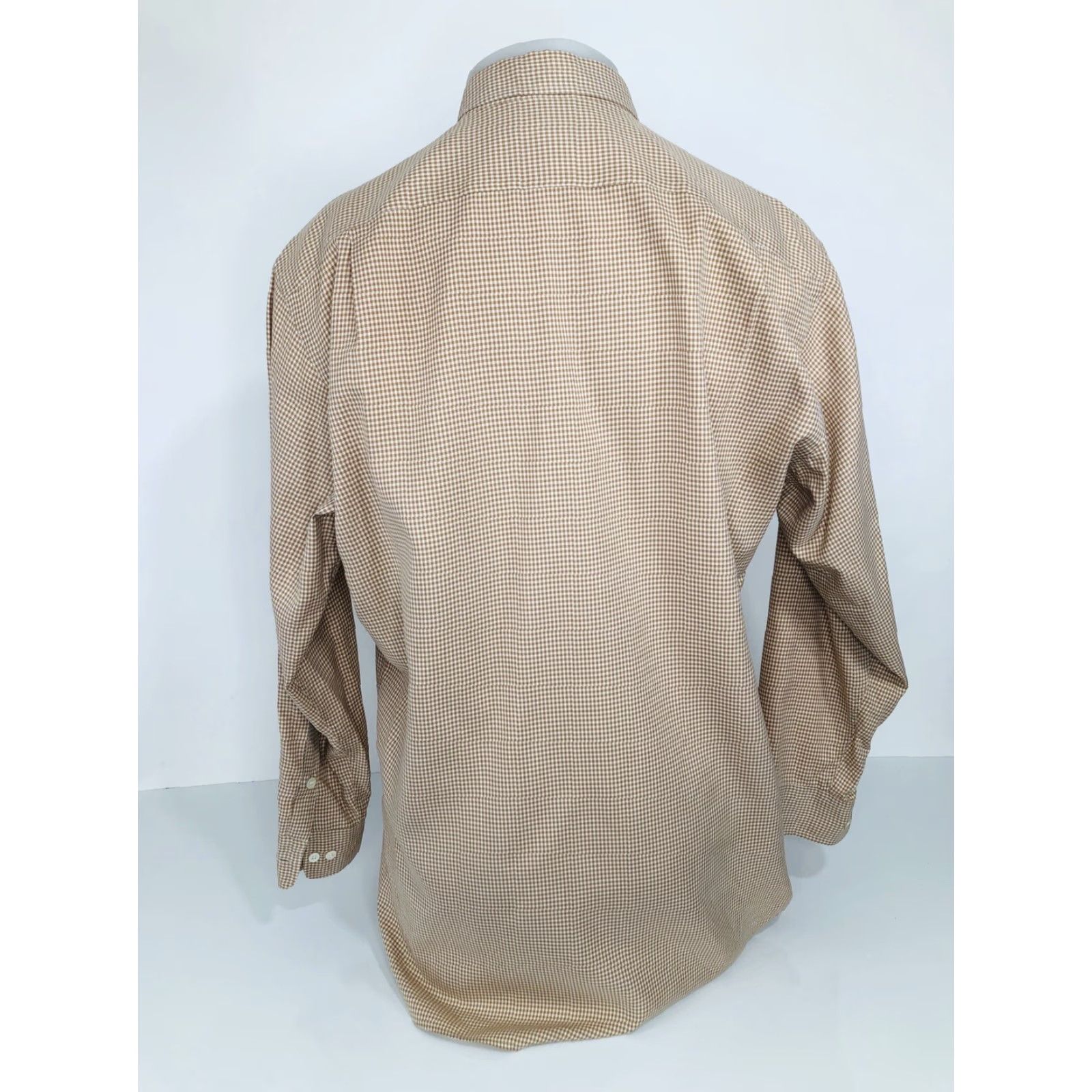Ralph Lauren Ralph Lauren / Italy - Purple Label Tag Mens Lg. Plaid Checked Shirt Blocked: Brown / White, Button-Up, Long Sleeve, 100% Cotton, J4 Size US L / EU 52-54 / 3 - 4 Thumbnail