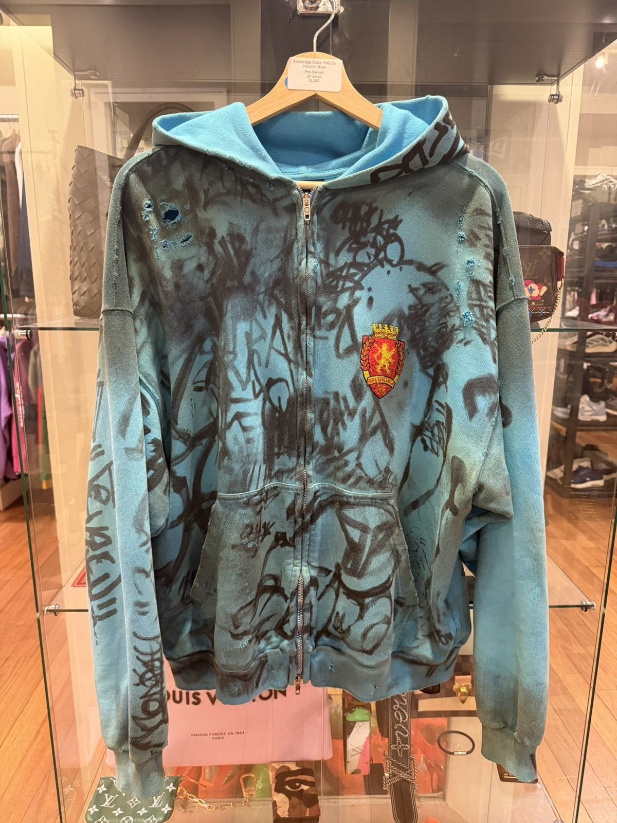 Balenciaga Balenciaga Skater Full Zip Hoodie - Blue Size US XXS / EU 40 - 1 Thumbnail
