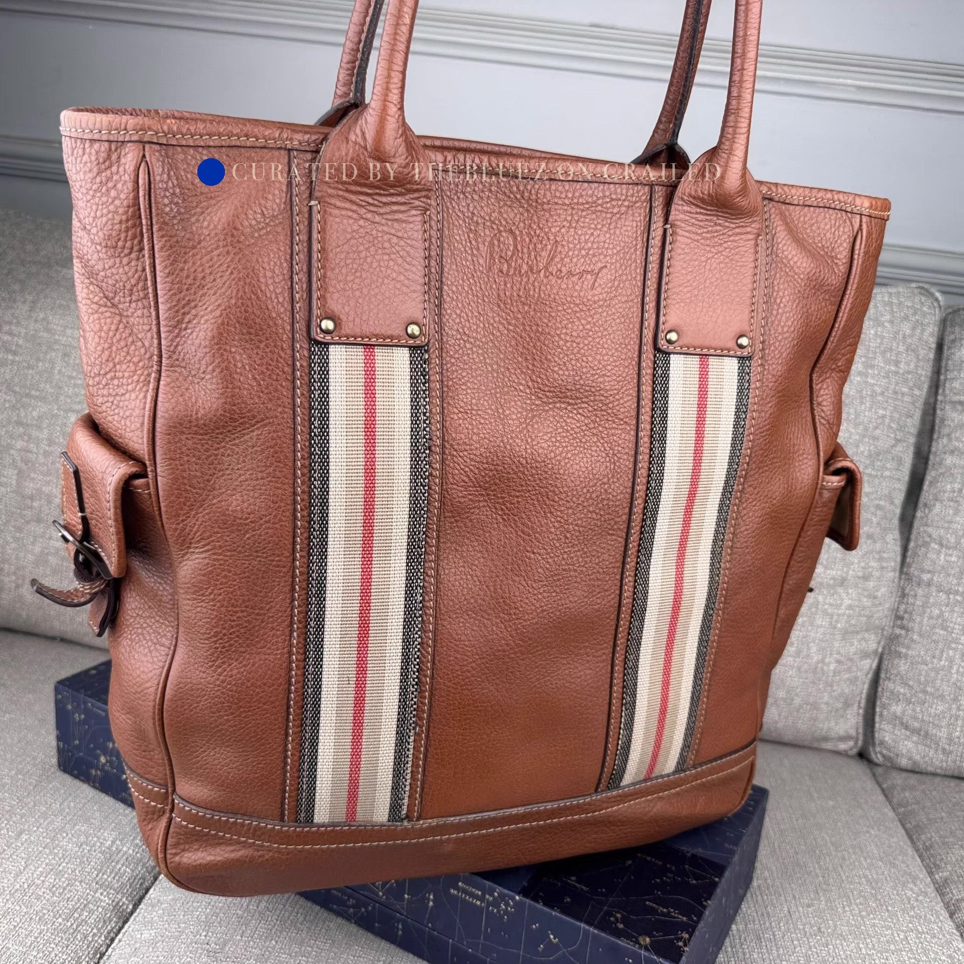Burberry Brown Leather Tote Handbag Size ONE SIZE - 1 Thumbnail