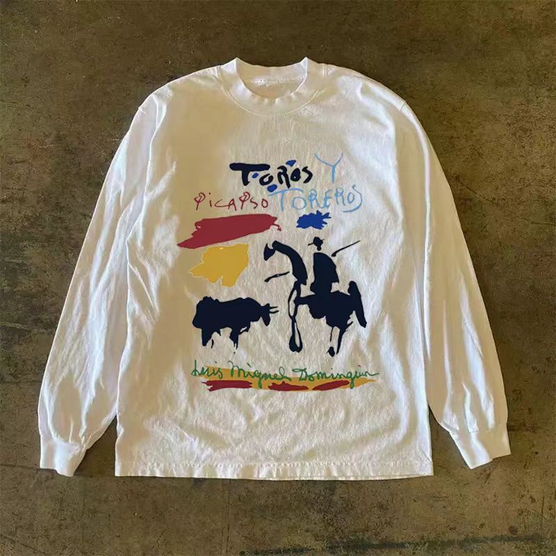 Japanese Brand × Vintage White retro long-sleeved t-shirt with matador pattern Size US M / EU 48-50 / 2 - 1 Thumbnail