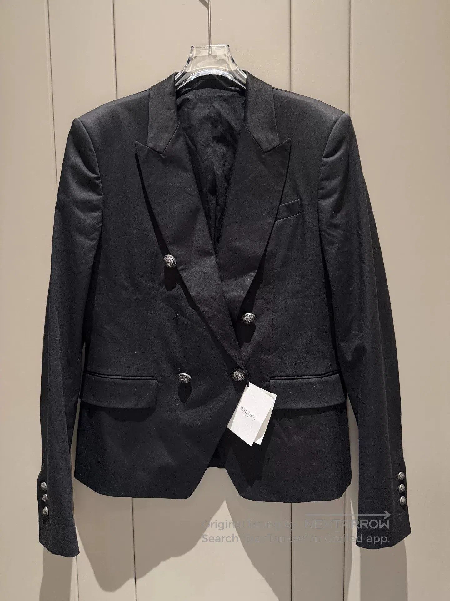 Balmain BALMAIN Men's Black Double-Breasted Suit Jacket. Size US M / EU 48-50 / 2 - 1 Thumbnail