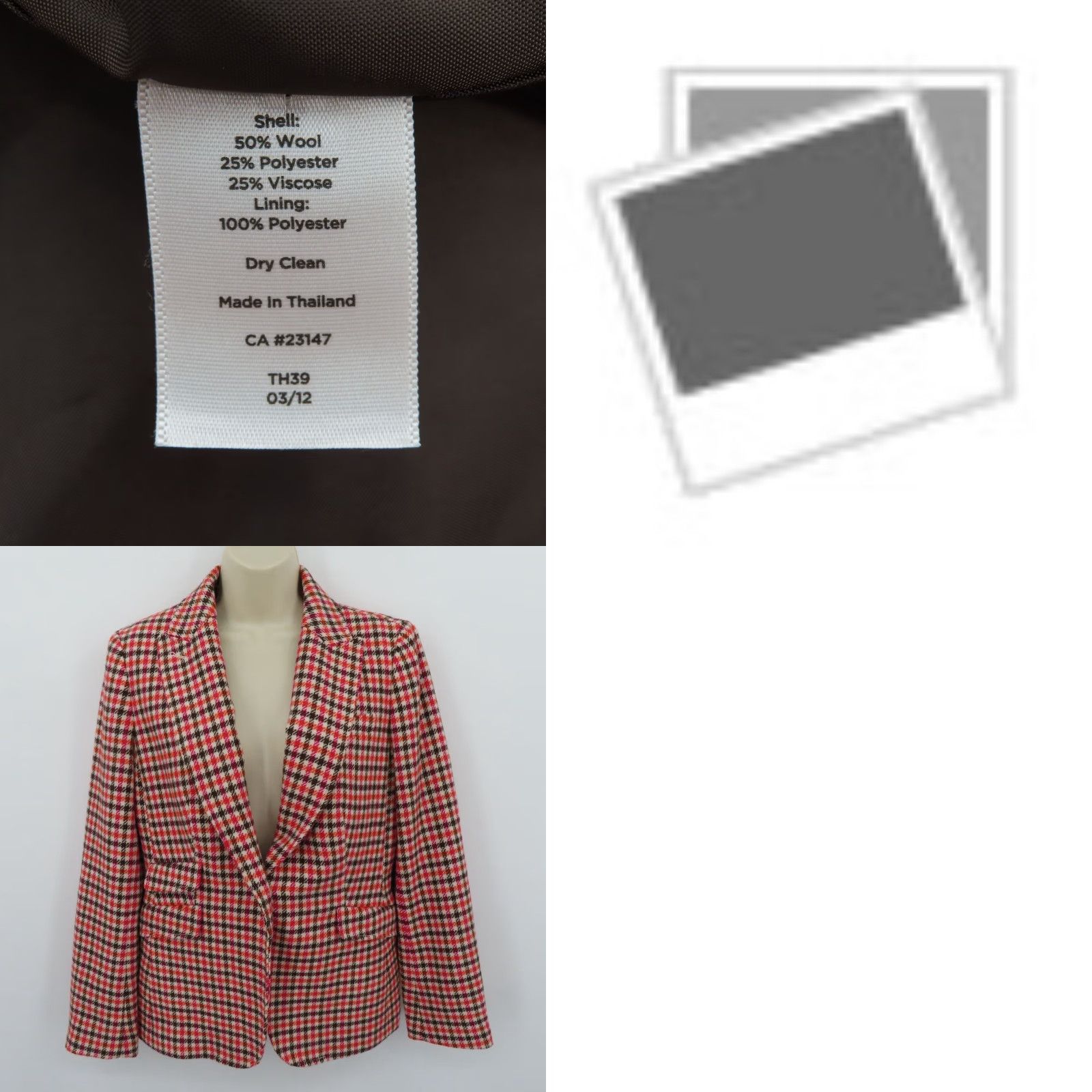 Talbots Talbots Blazer Jacket Coat Womens 8 Houndstooth Button Wool Blend Multicolor Fall Spring Summer Winter Regular Women’s Coat/Blazer Size M / US 6-8 / IT 42-44 - 8 Thumbnail