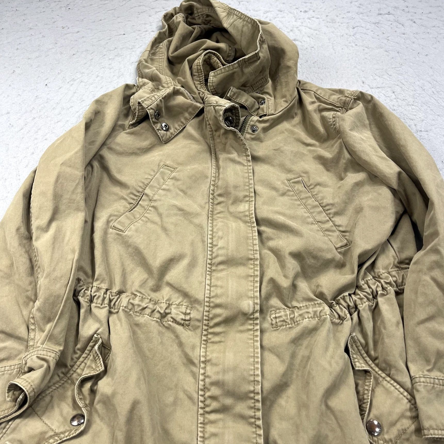 Banana Republic VINTAGE? No. Banana Republic Coat Women S Beige Hooded Anorak Twill Utility Jacket Size S / US 4 / IT 40 - 3 Thumbnail