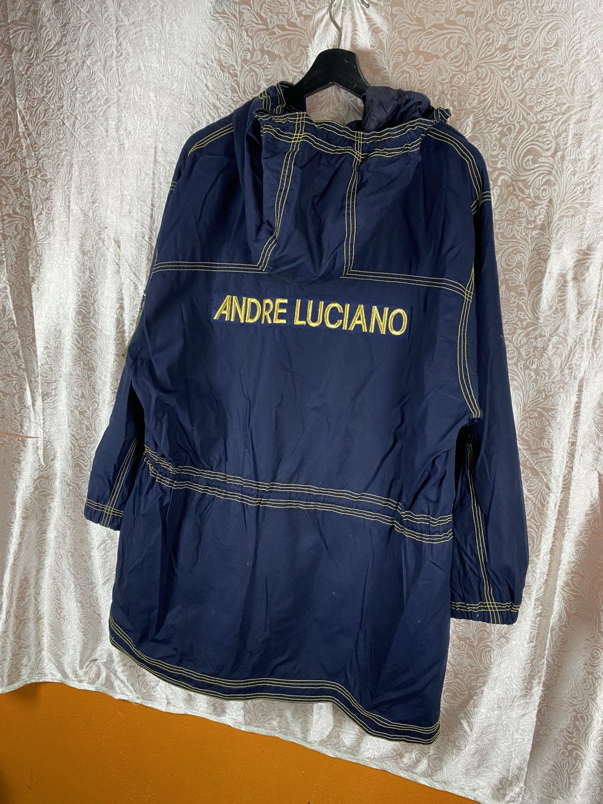 Andreluciano Andre Luciano Navy Hooded Jacket Gold Stitching Windbreaker Size US M / EU 48-50 / 2 - 8 Thumbnail