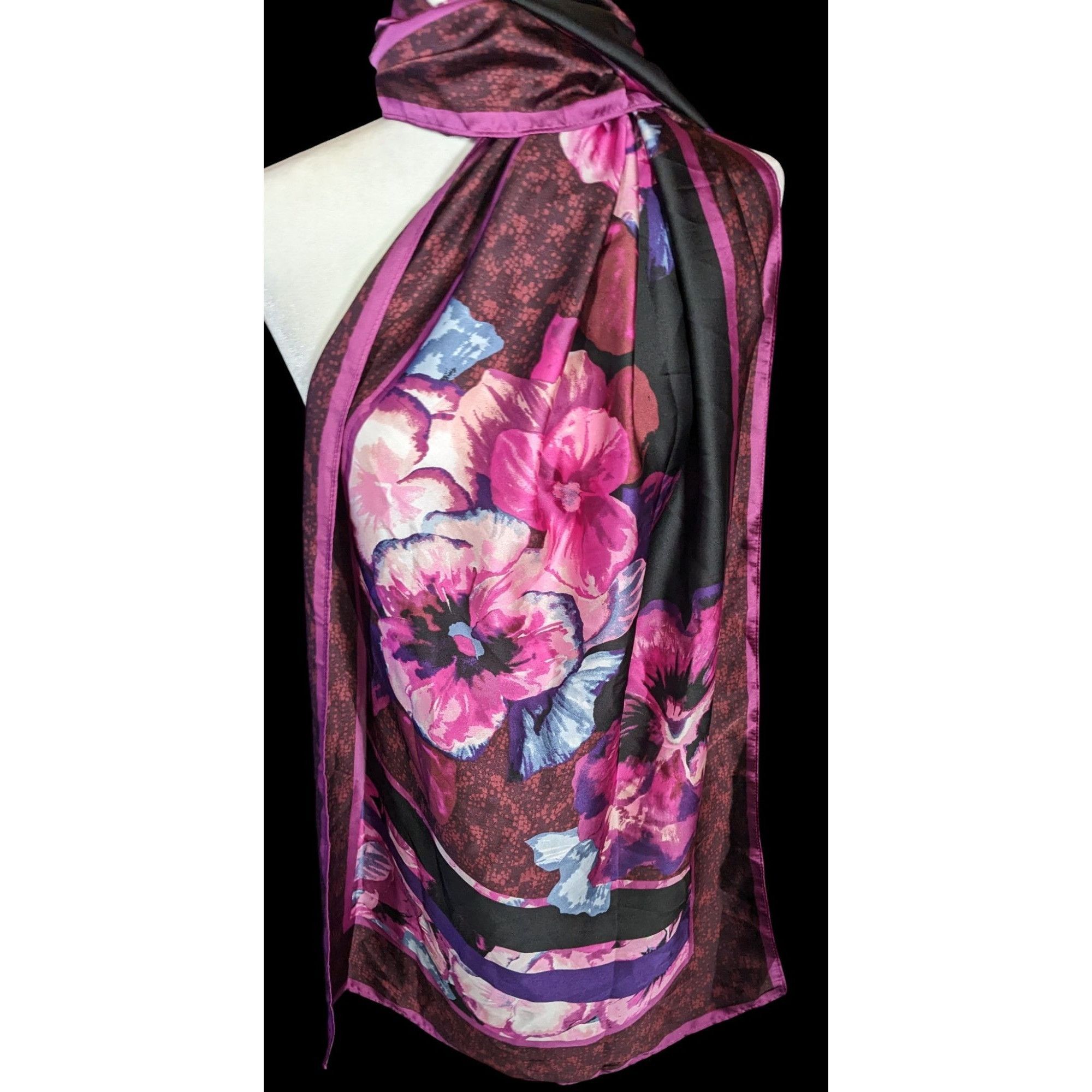White House Black Market White House Black Market Viola Scarf Cabernet Purple Floral Size ONE SIZE - 1 Thumbnail