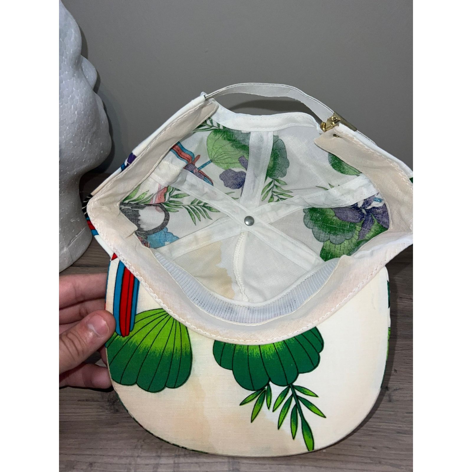 Vintage Vintage Durt Hawg Floral Bird White Hat Stained Stain VTG OS Size ONE SIZE - 8 Thumbnail
