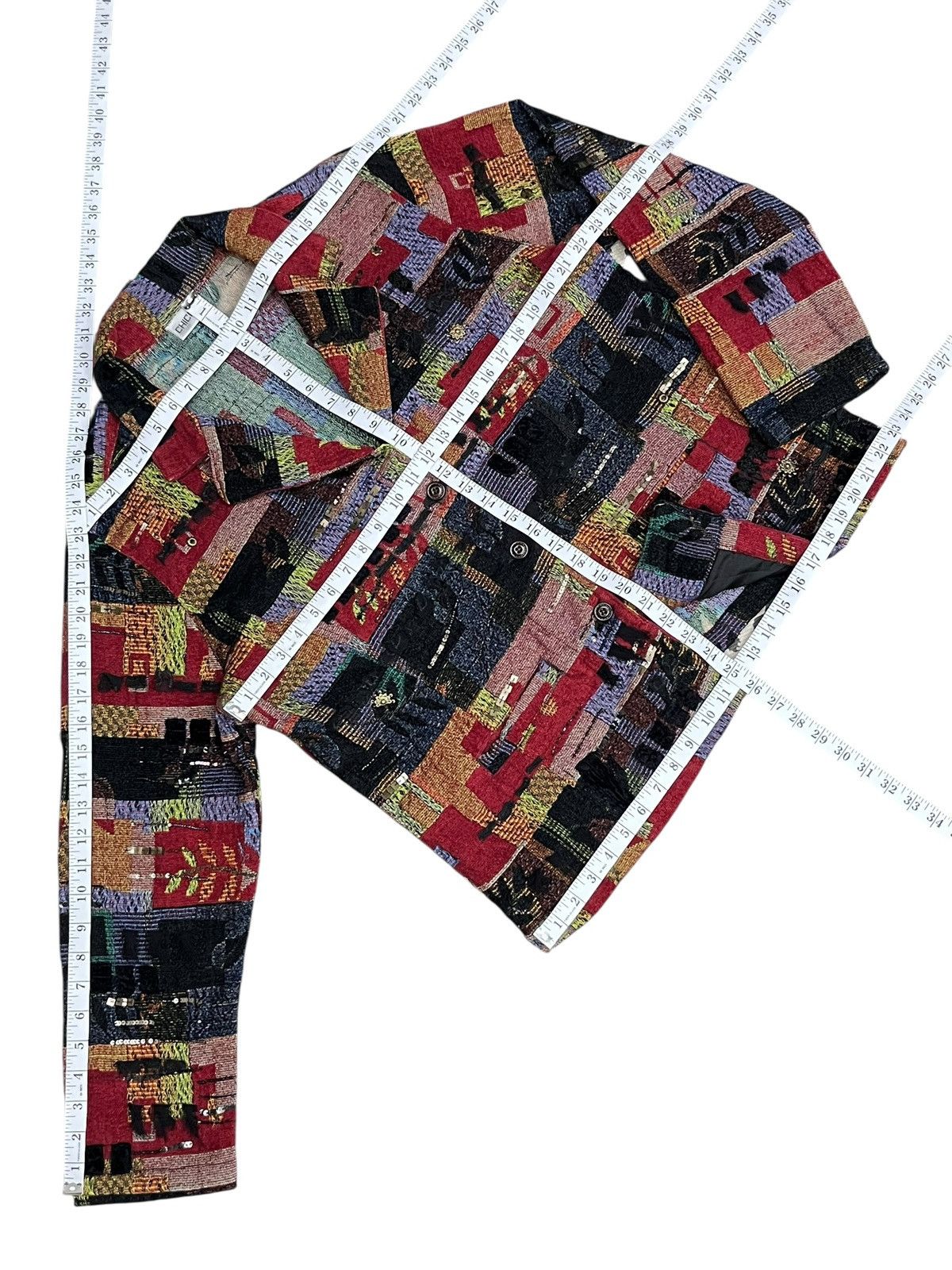 Chicos Vtg Tapestry Patchwork Art Blazer Grunge Avant Garde Jacket Size M / US 6-8 / IT 42-44 - 20 Thumbnail
