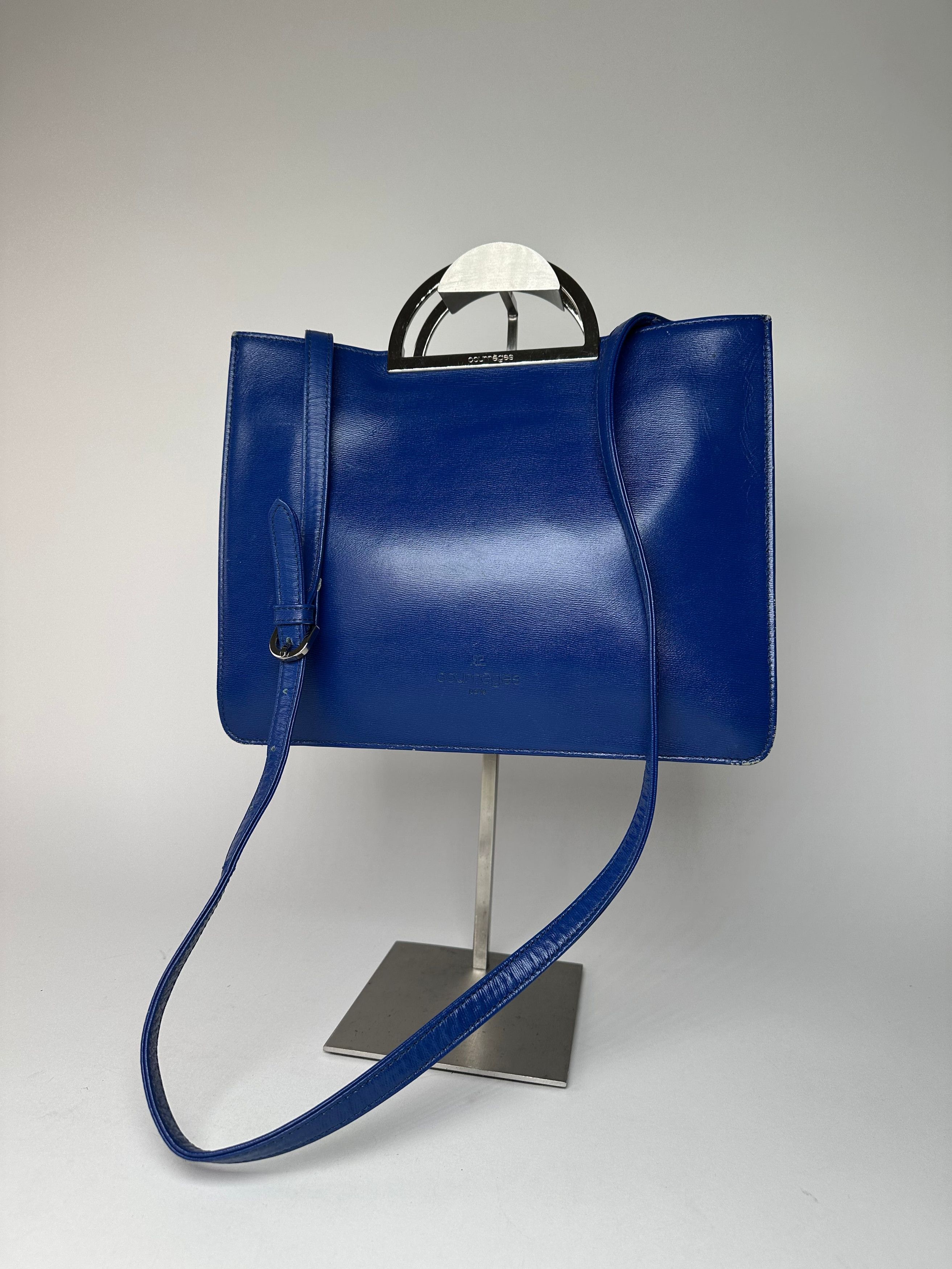 Courreges Vintage 2Way Leather Handbag Blue Size ONE SIZE - 1 Thumbnail