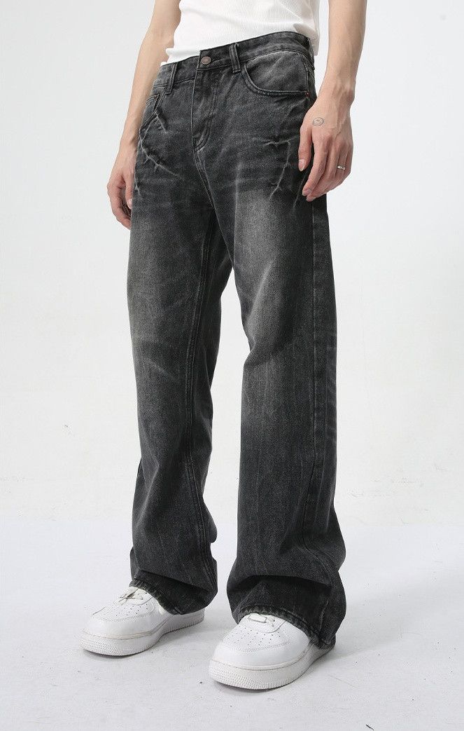 Japanese Brand × Vintage Black washed lightning cracked bootcut jeans Size US 32 / EU 48 - 4 Thumbnail