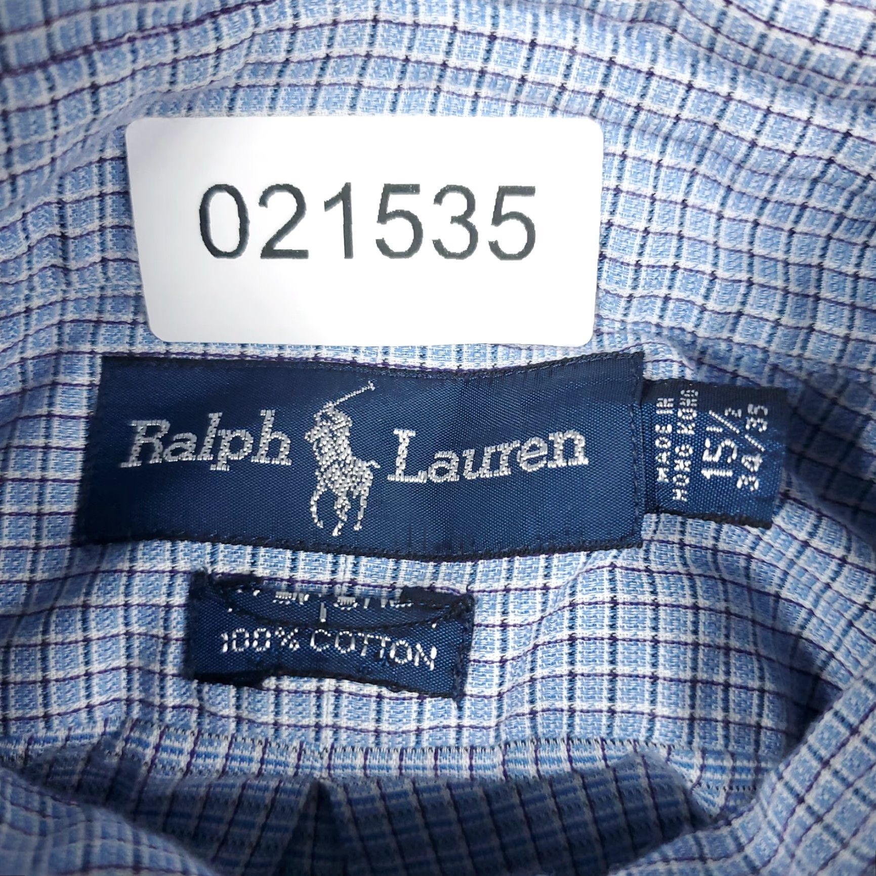 Ralph Lauren Ralph Lauren Dress Shirt Mens 15.5 Blue Plaid Button-Down Long Sleeve, Non-Iron, Cotton, Regular Fit, M • Adult Mens Shirt Size 40R - 8 Thumbnail