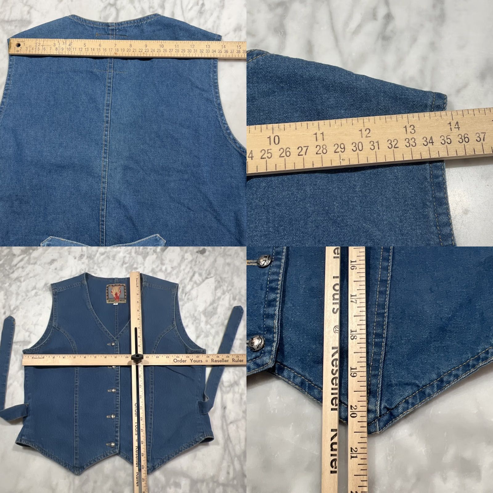 Denime VINTAGE Desert West Vest Women M Blue Buffalo Buttons Denim Size M / US 6-8 / IT 42-44 - 8 Thumbnail
