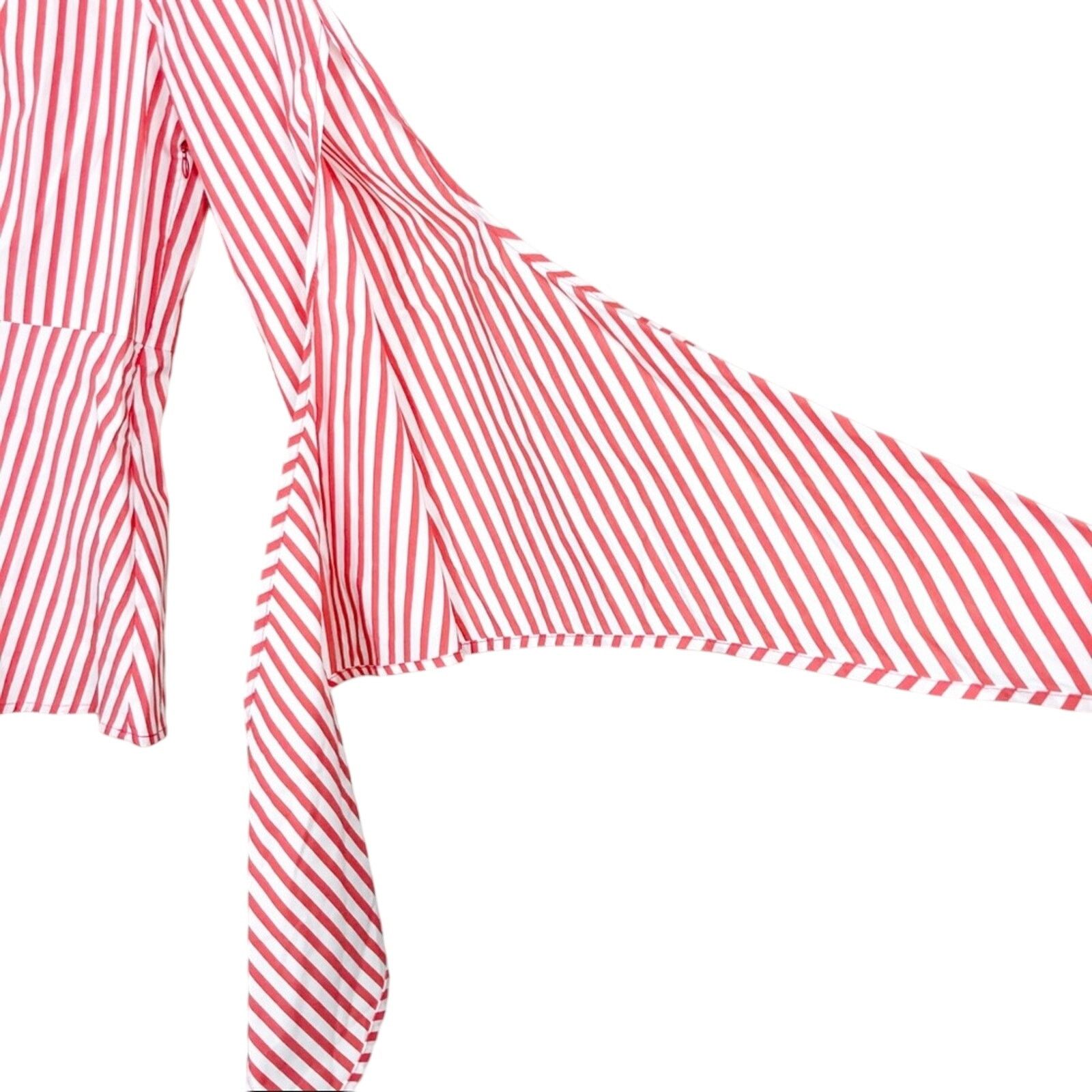 J.Crew Universal Standard J. Crew Red White Striped Poplin Tie Top Size S / US 4 / IT 40 - 3 Thumbnail