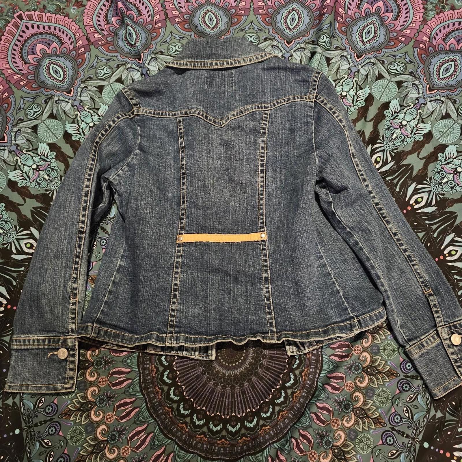 Designer Women's Denim Blue Jean Jacket with Tan Accents Size S / US 4 / IT 40 - 5 Thumbnail