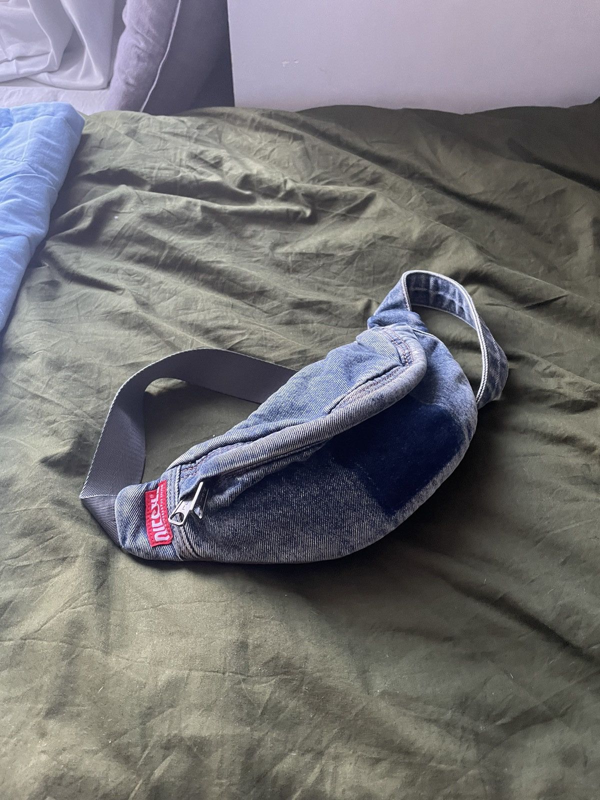 image of Diesel Denim Blue Crossbody Bum Bag in Bleu, Men's