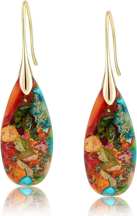 Other Natural Healing Stone Fishhoop Dangle Drop Earrings Size ONE SIZE - 7 Thumbnail