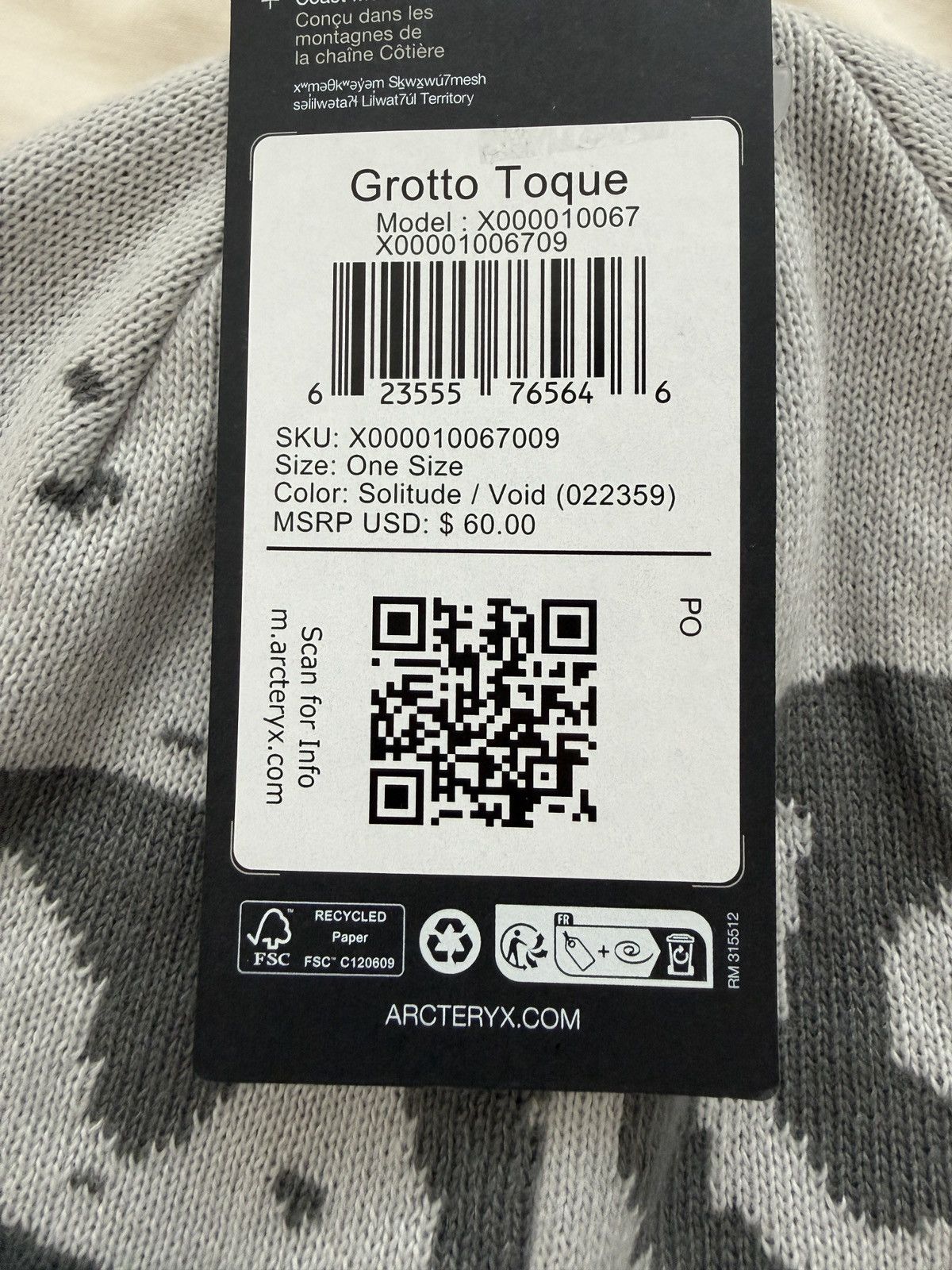 Arc'teryx Arcteryx Grotto Toque Beanie Solitude / Void Size ONE SIZE - 5 Thumbnail