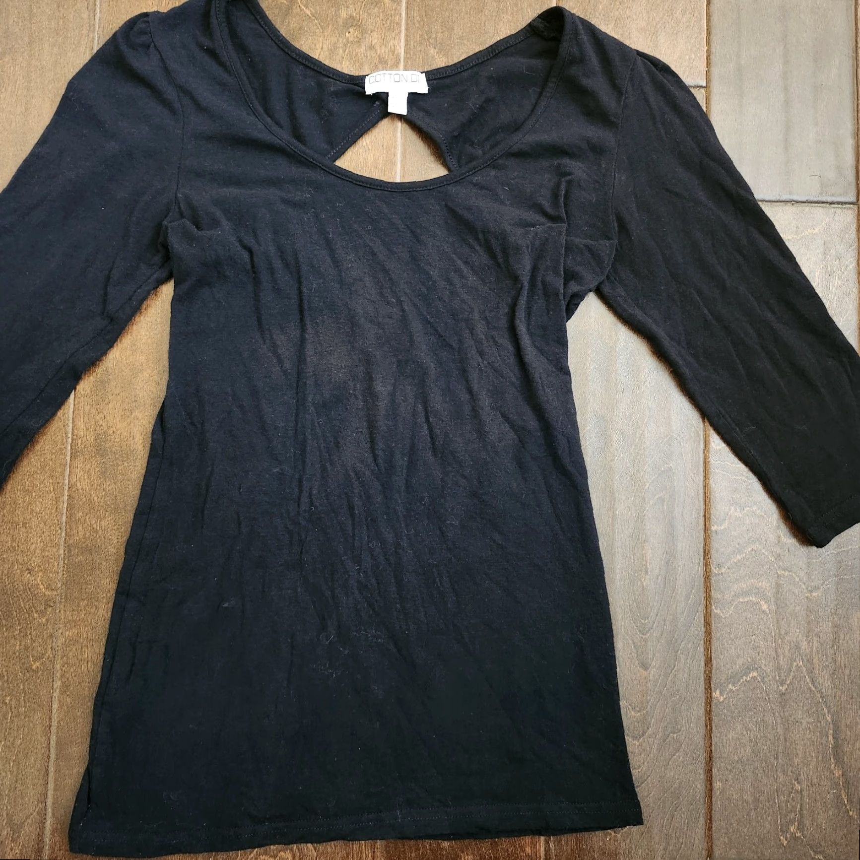 Cotton On Cotton On Blouse Women's Black 3/4 Sleeve Top - Size Large - Regular Fit - Solid Pattern - Cotton Blend - All Seasons - Machine Washable - Womens Size L / US 10 / IT 46 - 5 Thumbnail