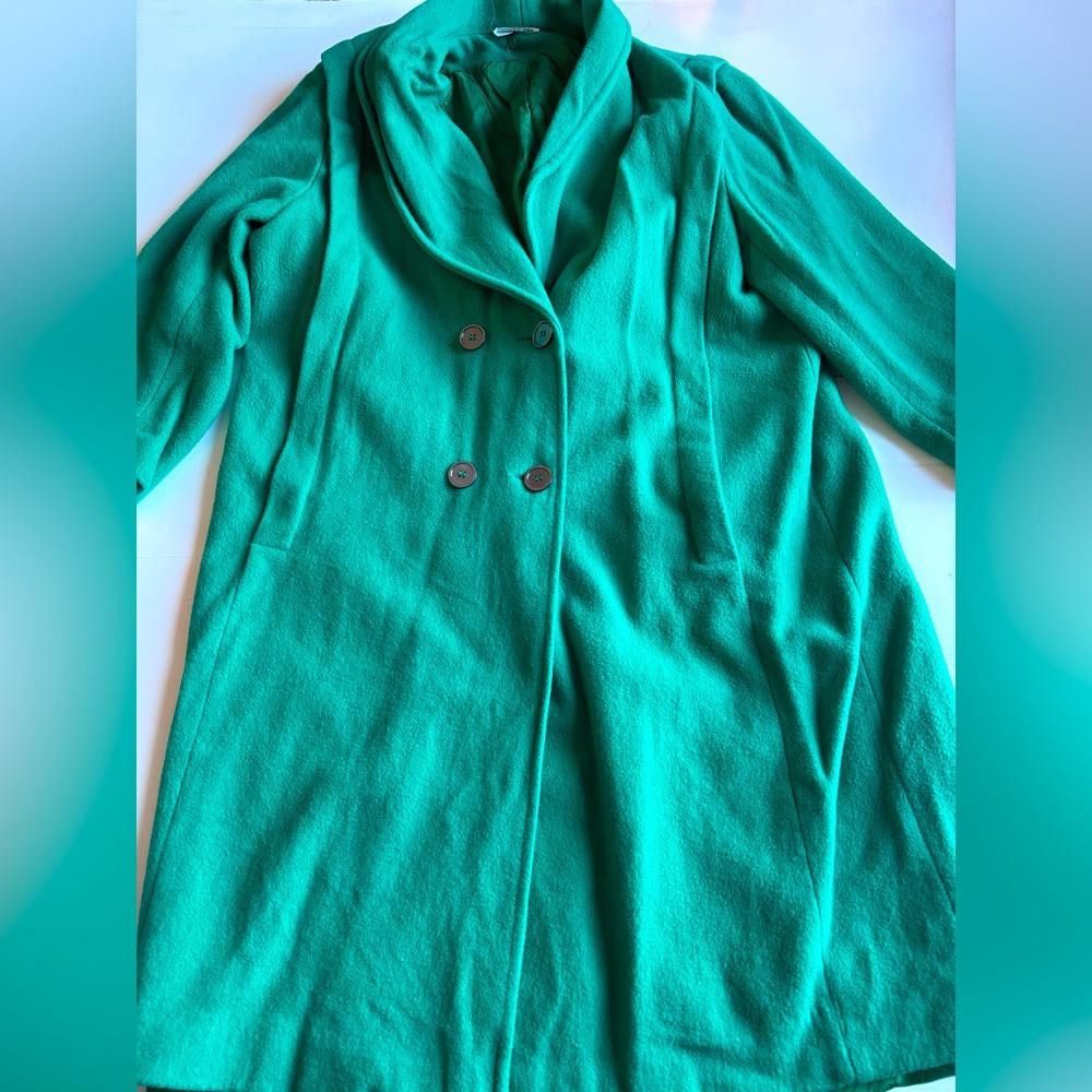 Designer Vintage Hockanum A Stevens Fabric green Wool Coat Size XXL / US 16-18 / IT 52-54 - 1 Thumbnail