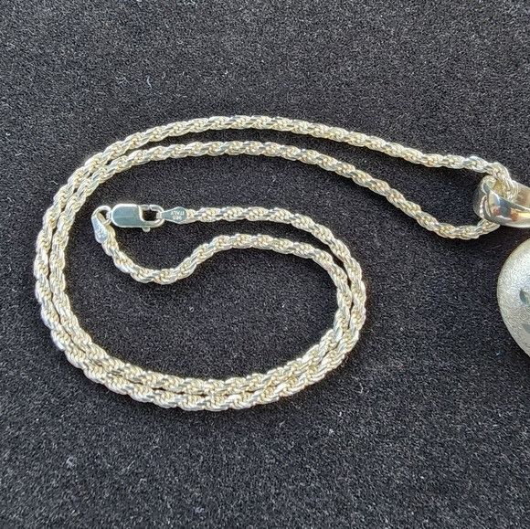 Sterling Silver ITAOR Italy Sterling Silver Heart Diamond Cut Rope Necklace Size ONE SIZE - 6 Thumbnail