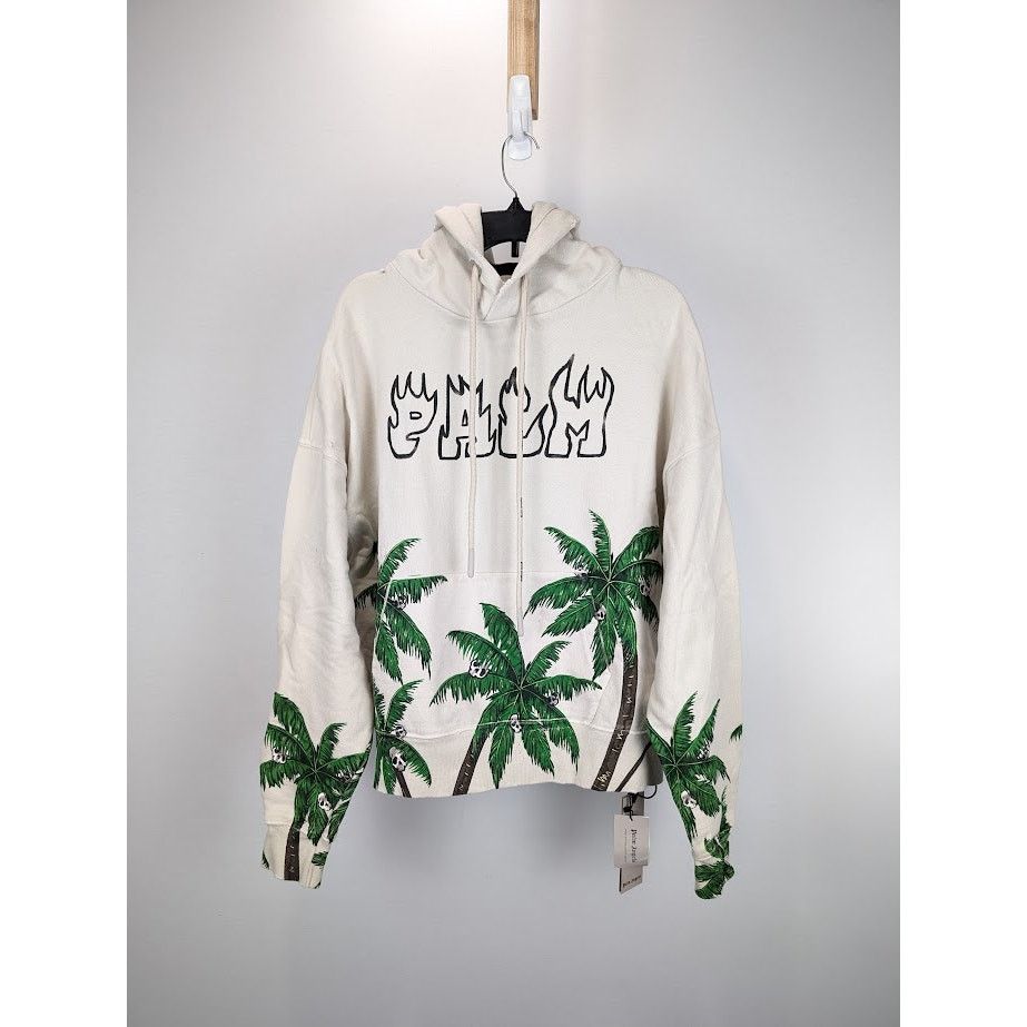 Palm Angels o1rshd1 Palm & Skull Vint Hoody in White Green Size US M / EU 48-50 / 2 - 1 Thumbnail