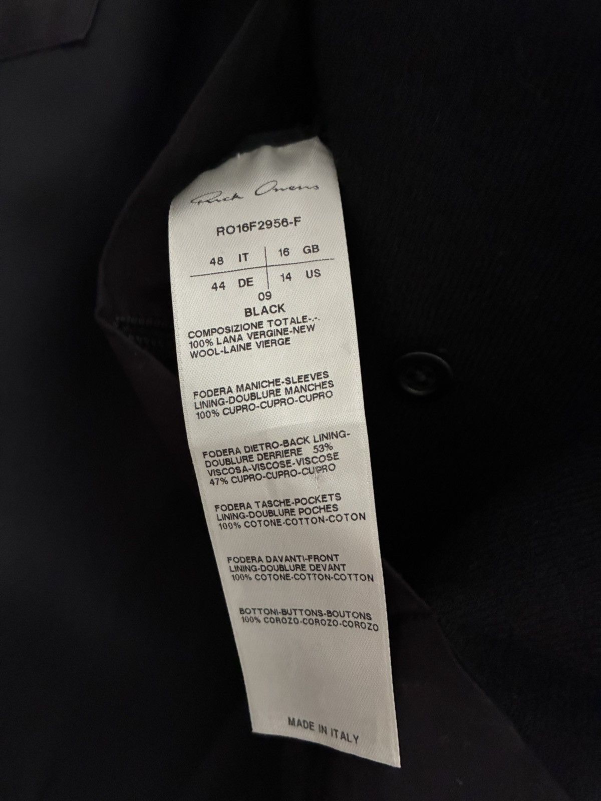 Rick Owens RICK OWENS Mastodon Tusk Coat wool S 48 Size US S / EU 44-46 / 1 - 3 Thumbnail