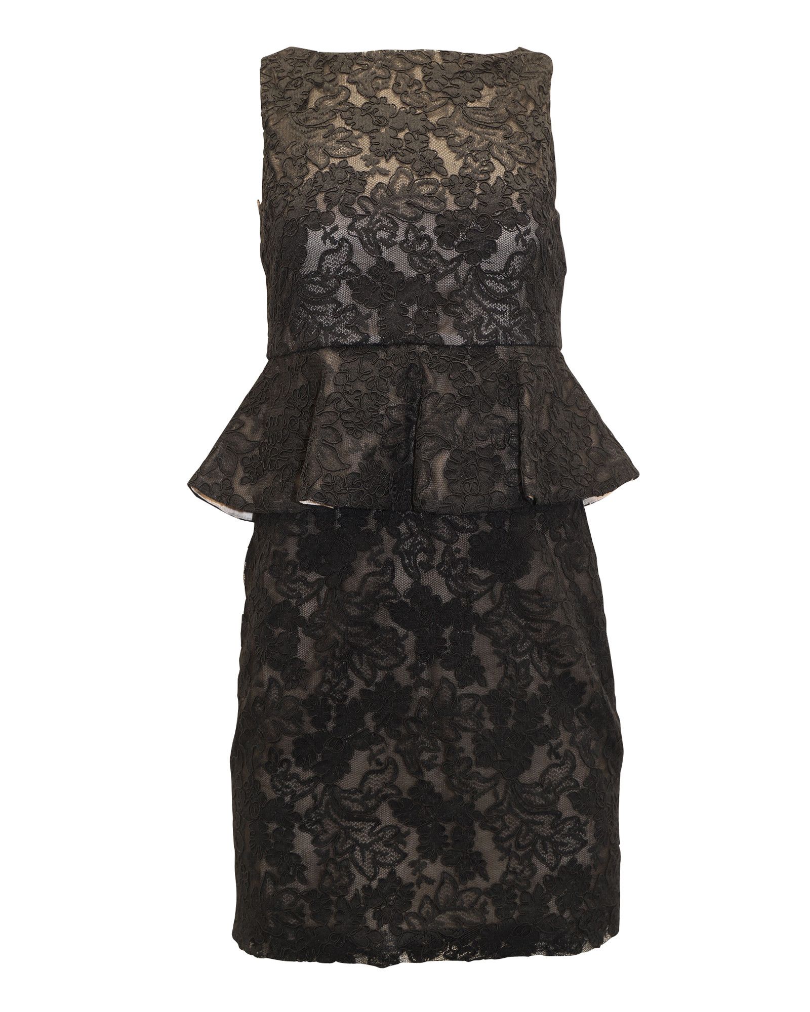 Alice + Olivia Alice + Olivia Josephine Lace Peplum Dress in Black Polyeste Size XS / US 0-2 / IT 36-38 - 1 Thumbnail