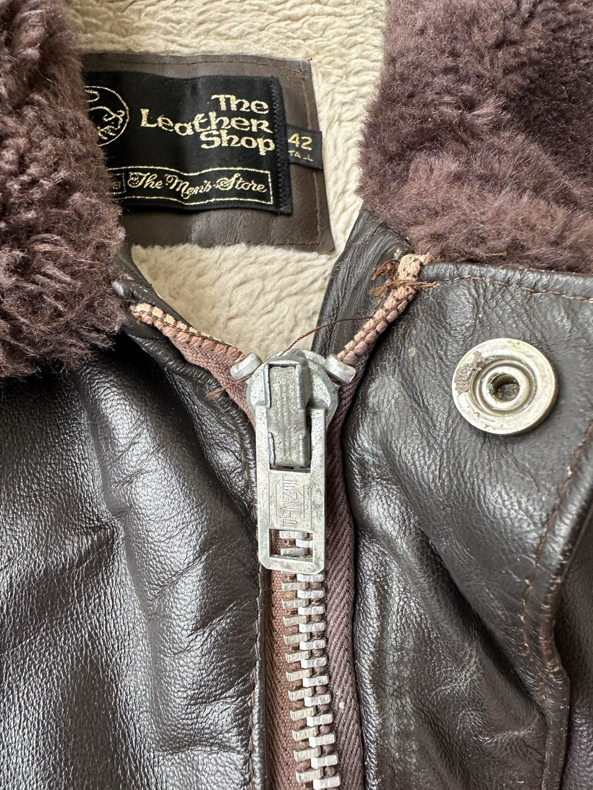 Genuine Leather 70s Shearling Fur-Lined Bomber Flight Jacket Size US L / EU 52-54 / 3 - 10 Thumbnail
