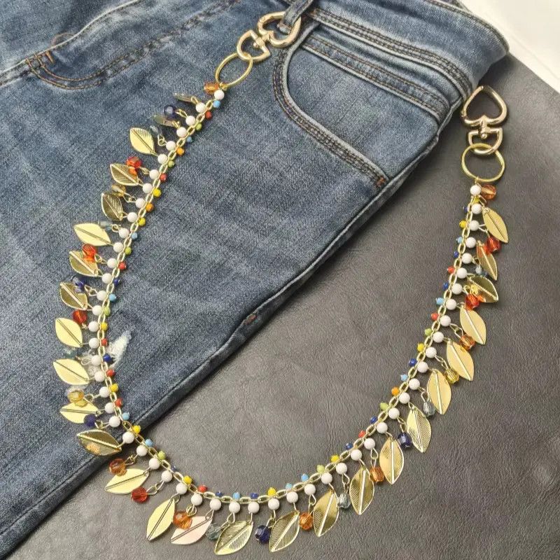 Jewelry Round Bead Rhinestone Multicolor Punk Waist Pants Chain Size ONE SIZE - 3 Thumbnail