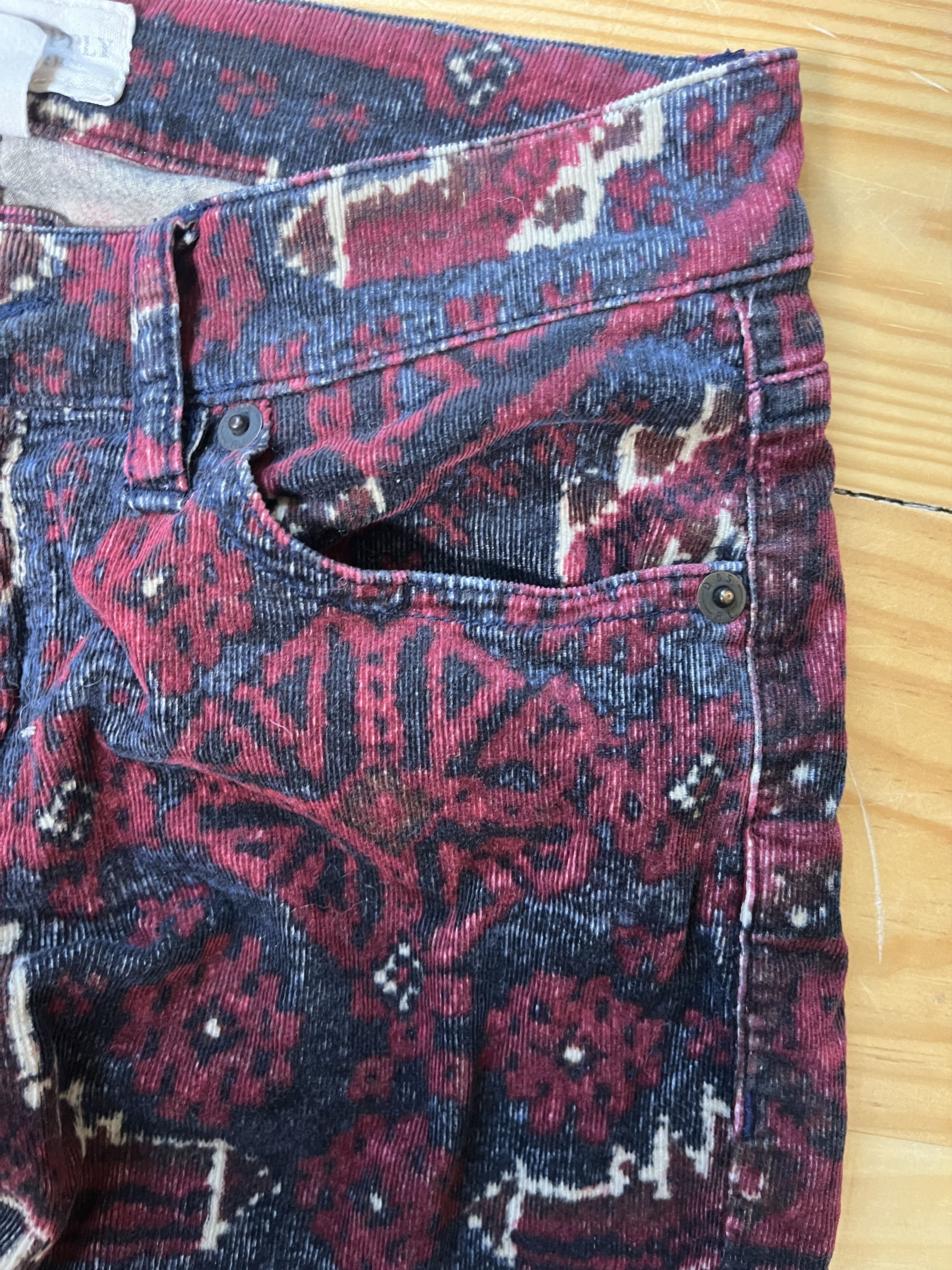 Ralph Lauren Ralph Lauren D&S Carpet Print Corduroy Pants XXS Boho Size 24" / US 00 / IT 34 - 4 Thumbnail
