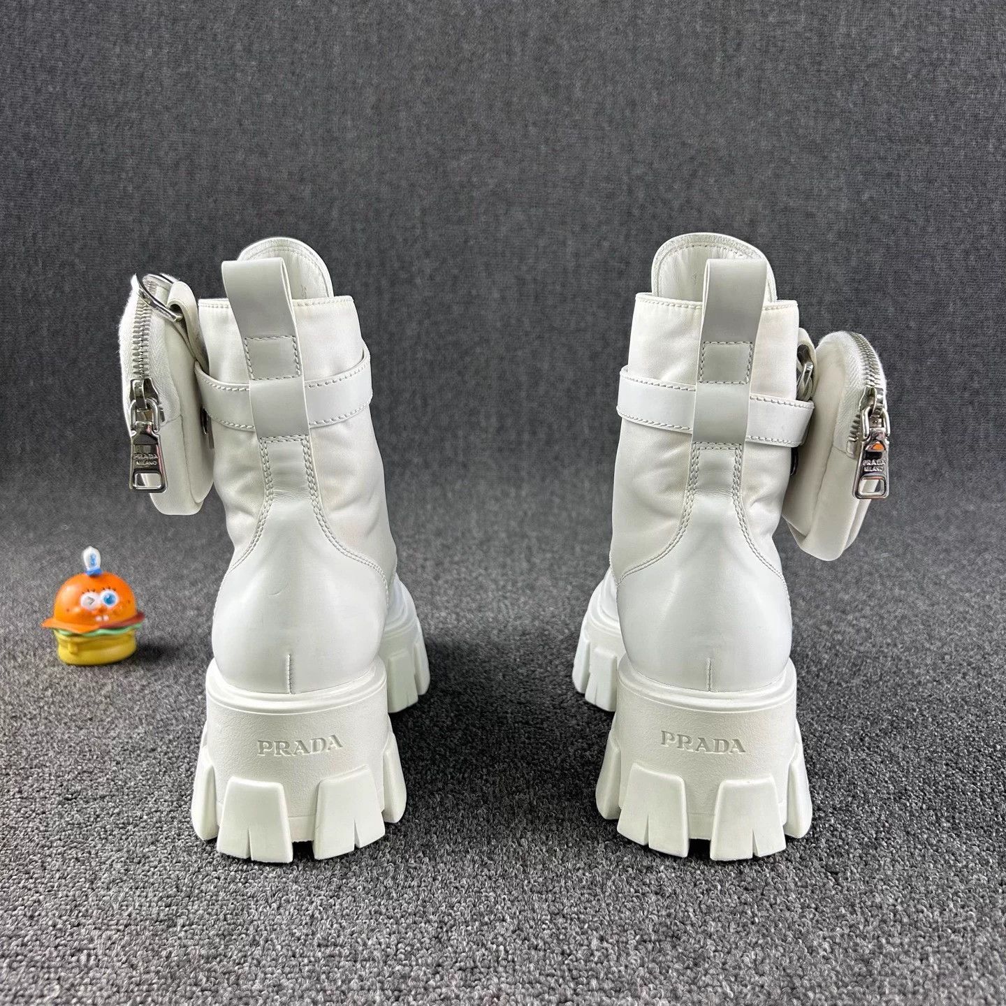 Prada Style: Prada White Platform Martin Boots Size US 5.5 / IT 35.5 - 2 Thumbnail