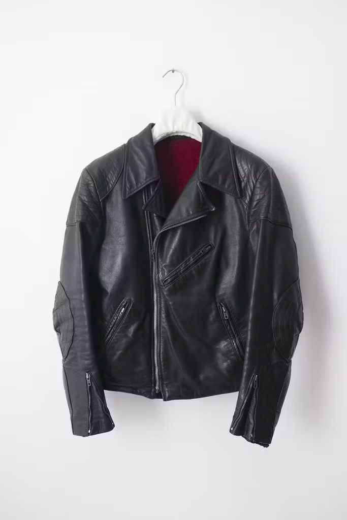 Pre-owned Vintage Vogue Sport Leather Rider Jacket In Black