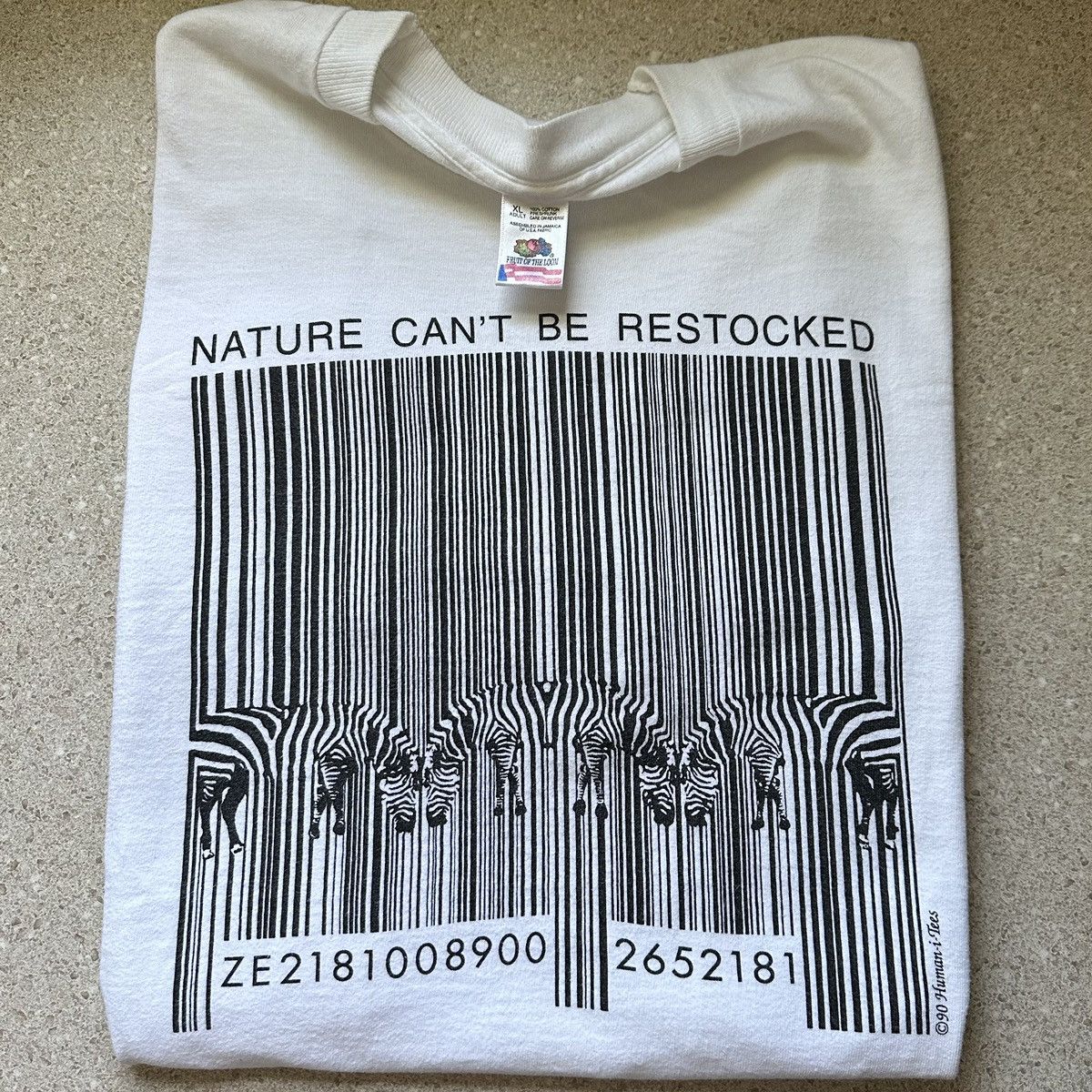 image of Archival Clothing x Avant Garde Vintage 90's Earth Day Nature “Barcode” Boxy Animal Tee in White (S