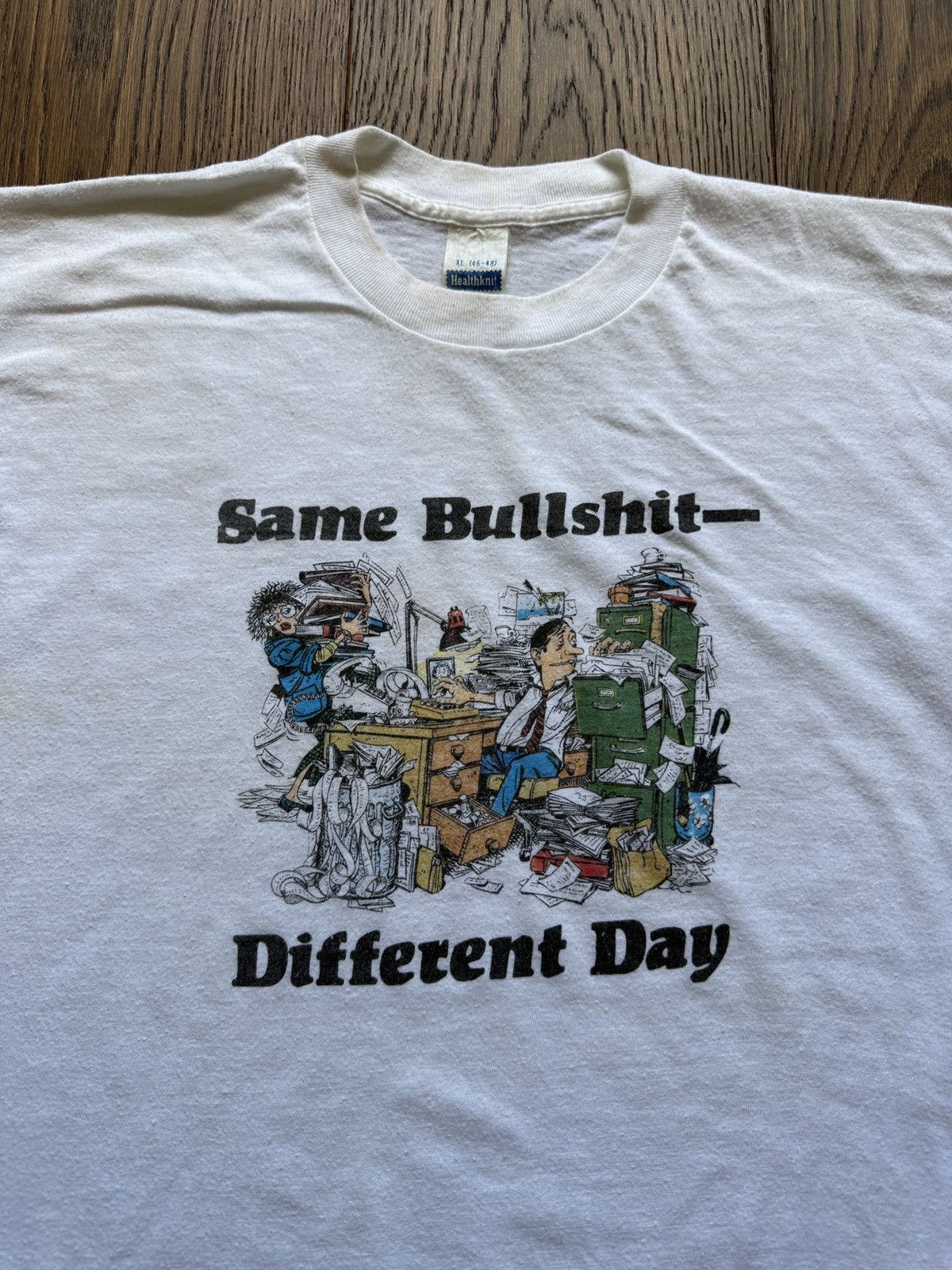 Vintage Vintage 80s Same Bullshit Different Day Statement Tee Size US M / EU 48-50 / 2 - 2 Thumbnail