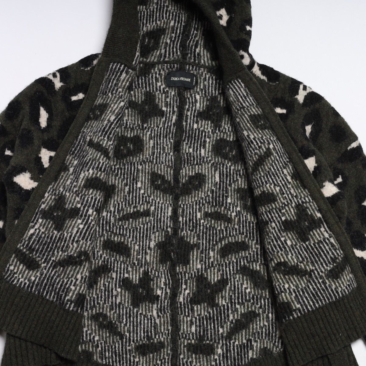 Zadig & Voltaire Zadig Voltaire Lennox Wool Zip Sweater Camo Green Leopard Size M / US 6-8 / IT 42-44 - 6 Thumbnail
