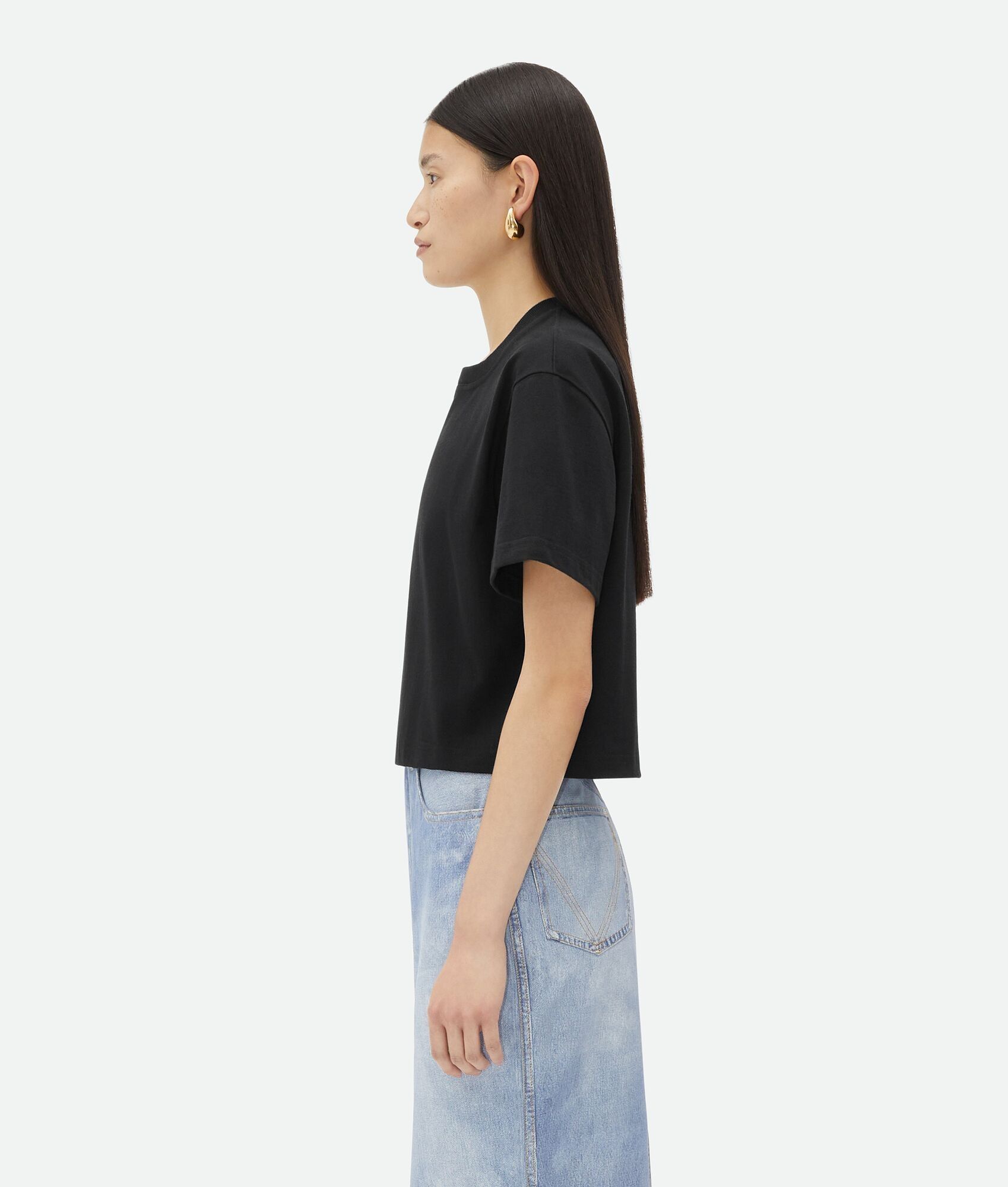 Bottega Veneta o1bcso1str0225 Relaxed Fit Heavy Jersey T-Shirt in Black Size L / US 10 / IT 46 - 2 Thumbnail