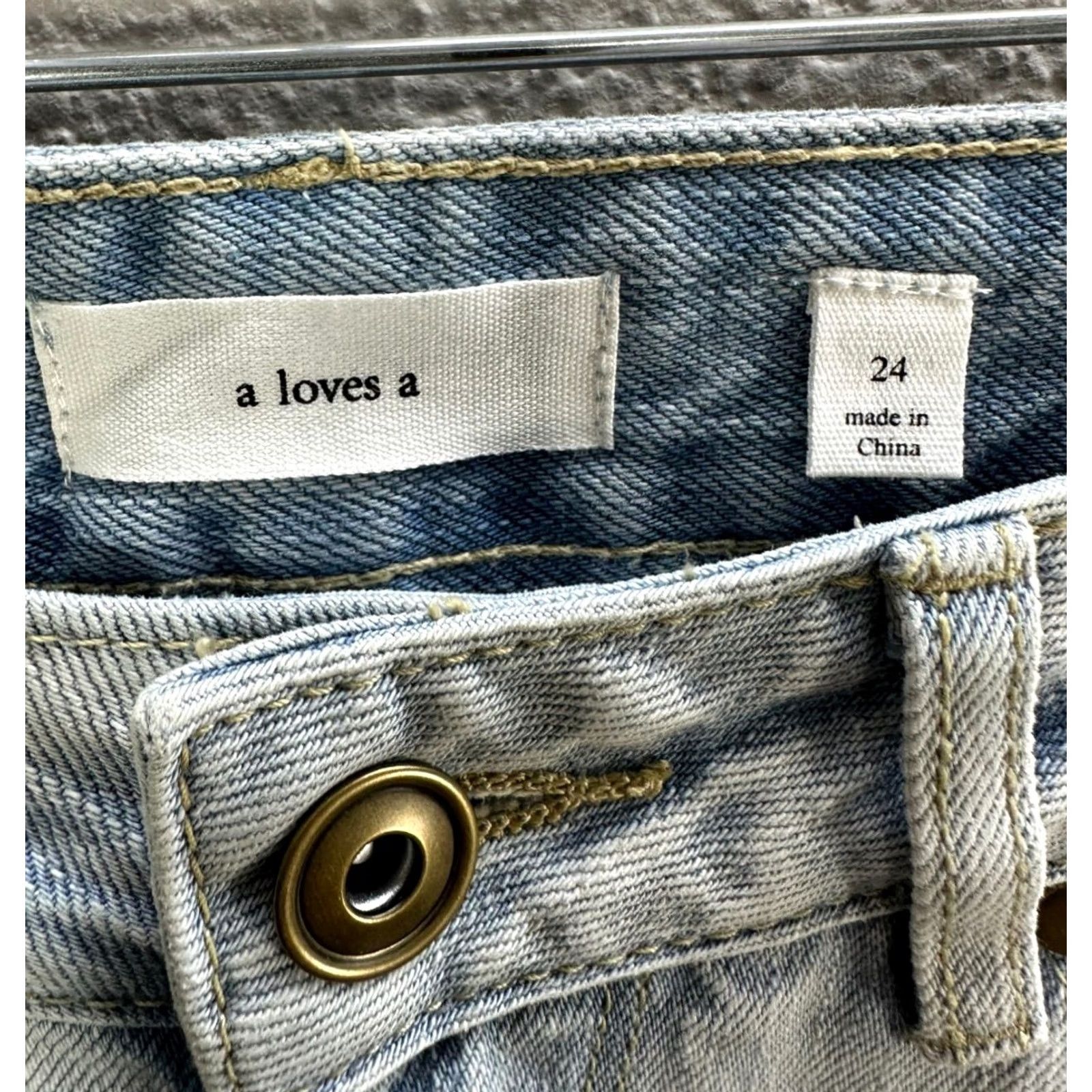 Vintage VINTAGE Women's A Loves A Blue Red Stripe Frayed Jeans Straight Fit Cropped Sz 24 NWT Size 42" / US 20 - 3 Thumbnail