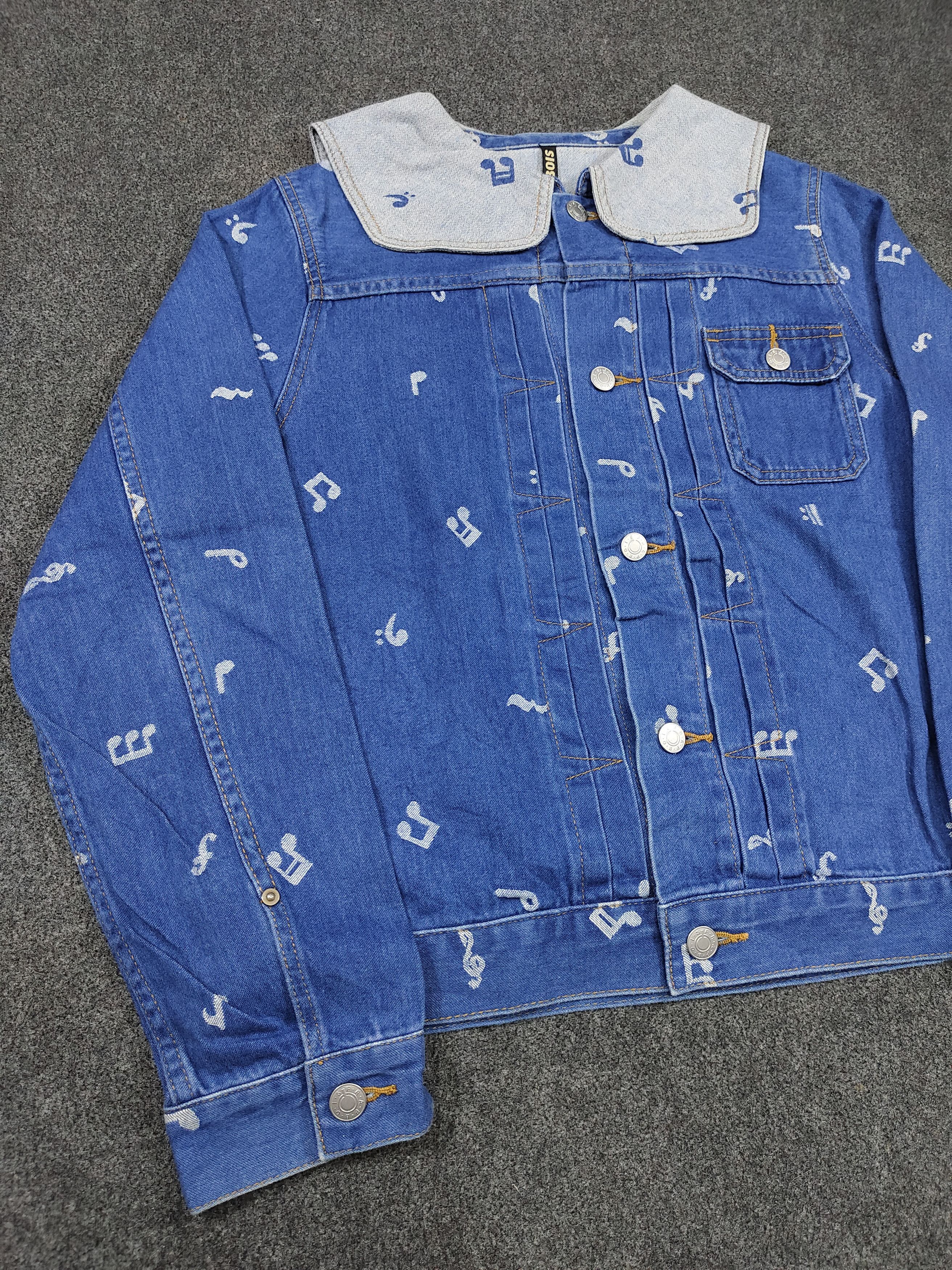 Frapbois Frapbois🇯🇵AOP Musical Notes Sailor Collar Denim Jacket Size M / US 6-8 / IT 42-44 - 4 Thumbnail