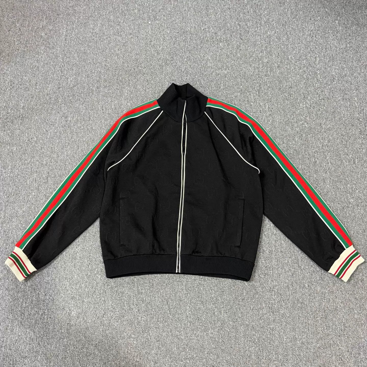 Gucci Gucci Black Subtle All Over Logo Zip-Up Jacket L Size US L / EU 52-54 / 3 - 1 Thumbnail