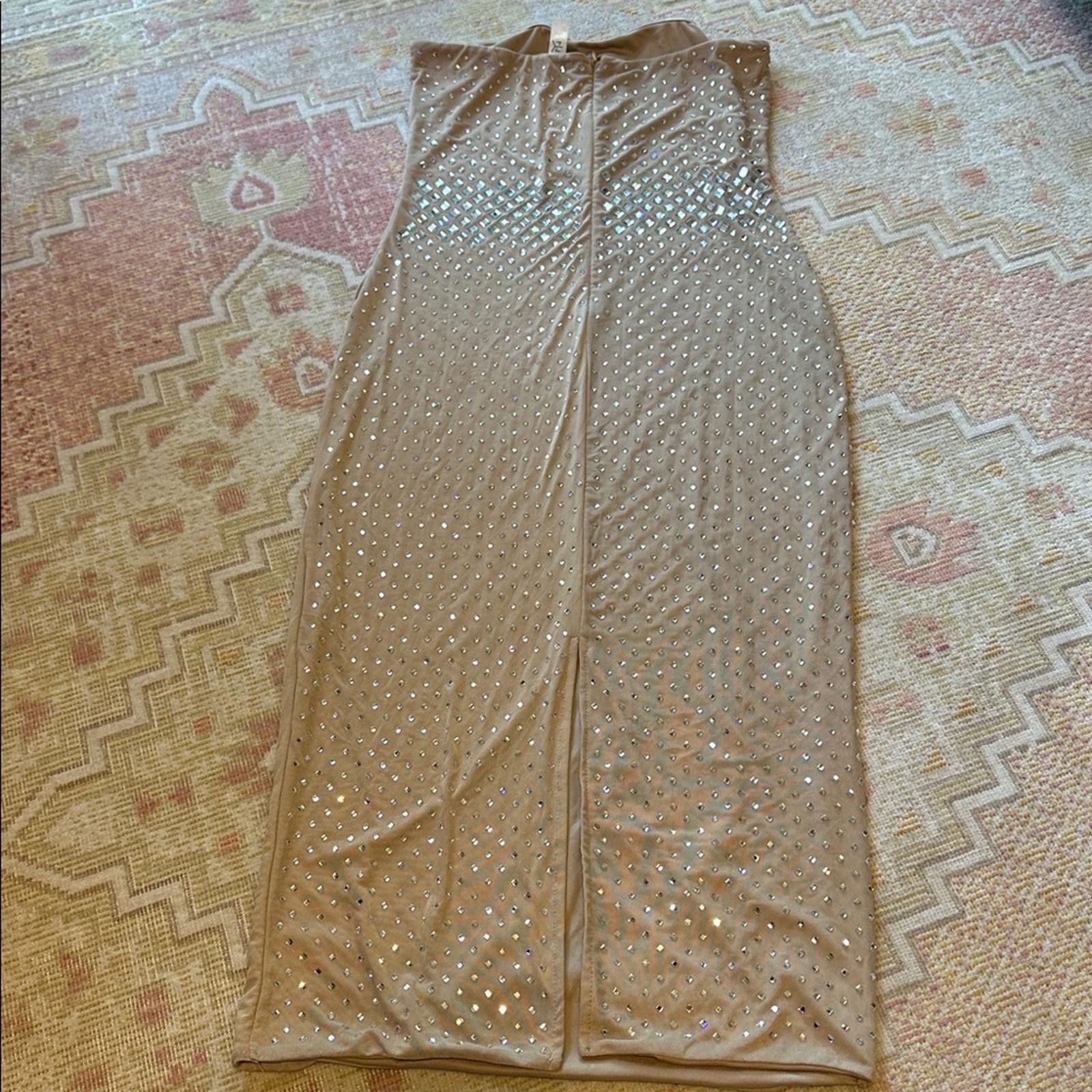 Other STEPS NY Medium Sparkle Mesh Bodycon Nude Strapless Dress Size M / US 6-8 / IT 42-44 - 4 Thumbnail